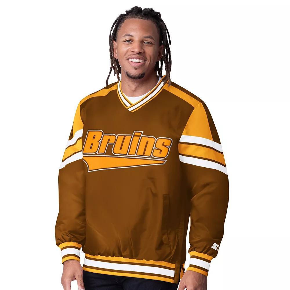 Men's Starter  Black Boston Bruins Reliver I V-Neck Pullover Sweatshirt, Size: Medium Product Image