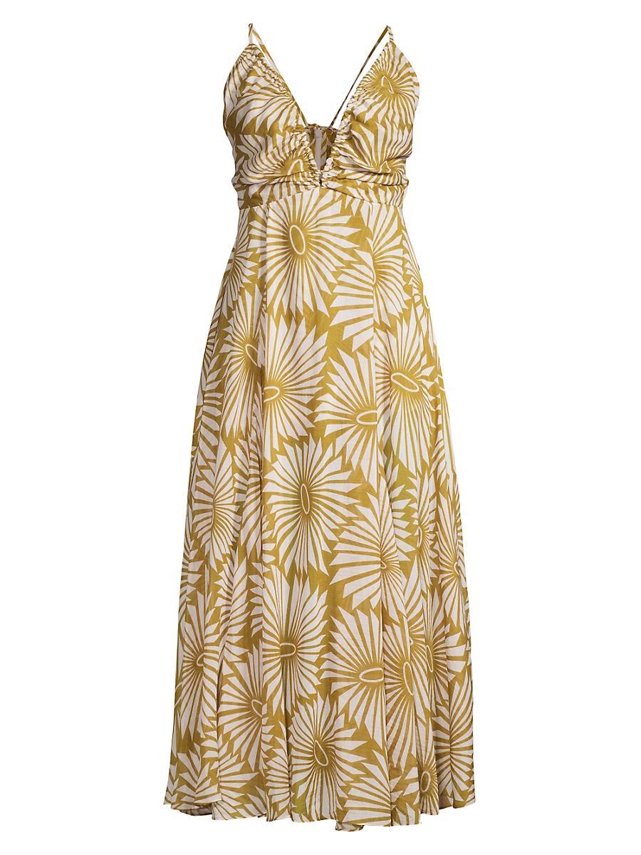 Womens Pinwheel Cotton-Silk Blend Midi-Dress Product Image