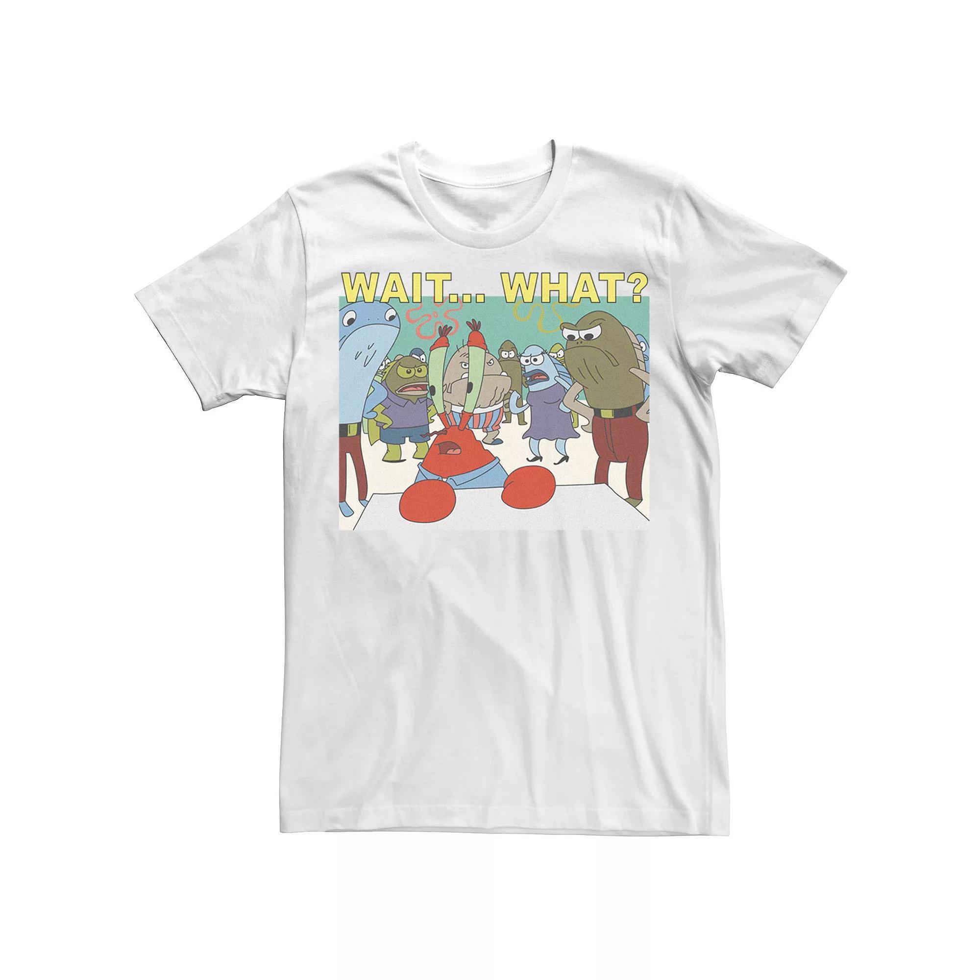 Men's SpongeBob SquarePants Mr. Krabs Wait What Tee, Size: Medium, White Product Image