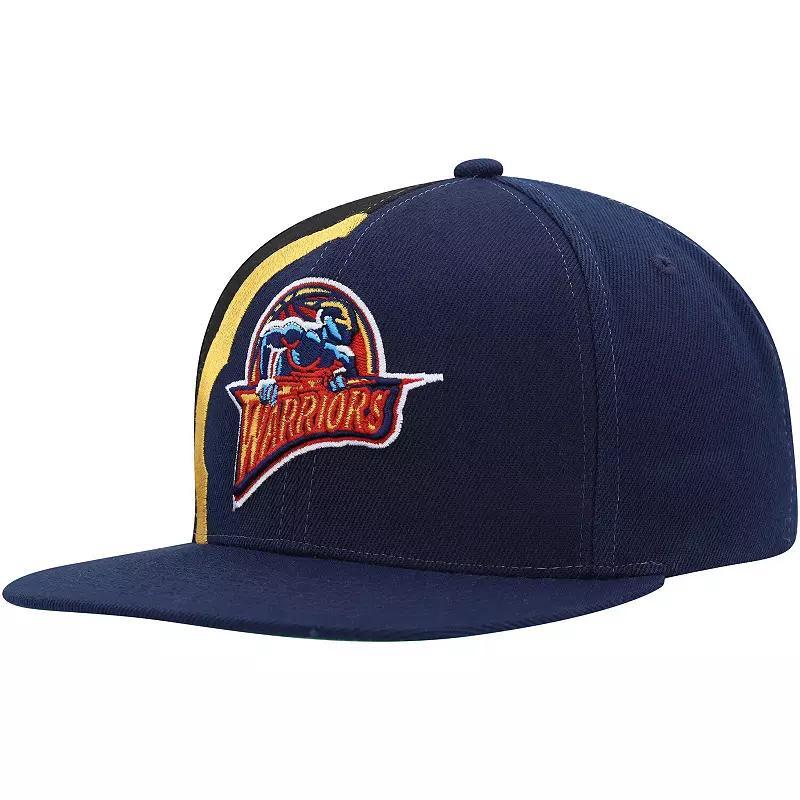Mens Mitchell & Ness Golden State Warriors Hardwood Classics Retroline Snapback Hat, Blue Product Image