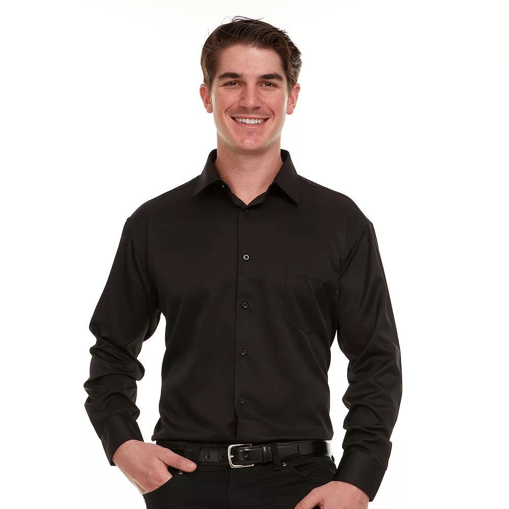 Men's Geoffrey Beene Regular-Fit Sateen Stretch Dress Shirt, Size: 16.5-32/33, Black Product Image