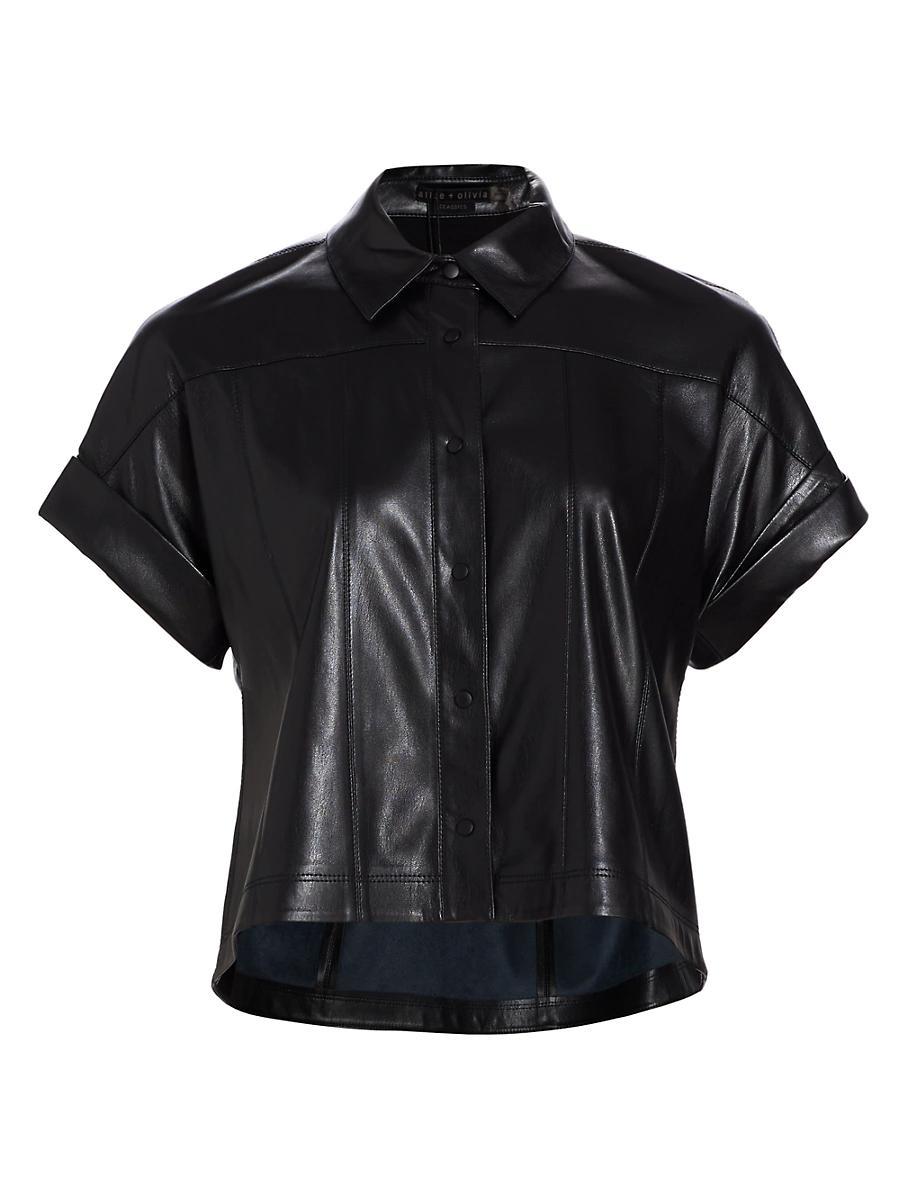 Womens Edyth Vegan Leather Shirt Product Image