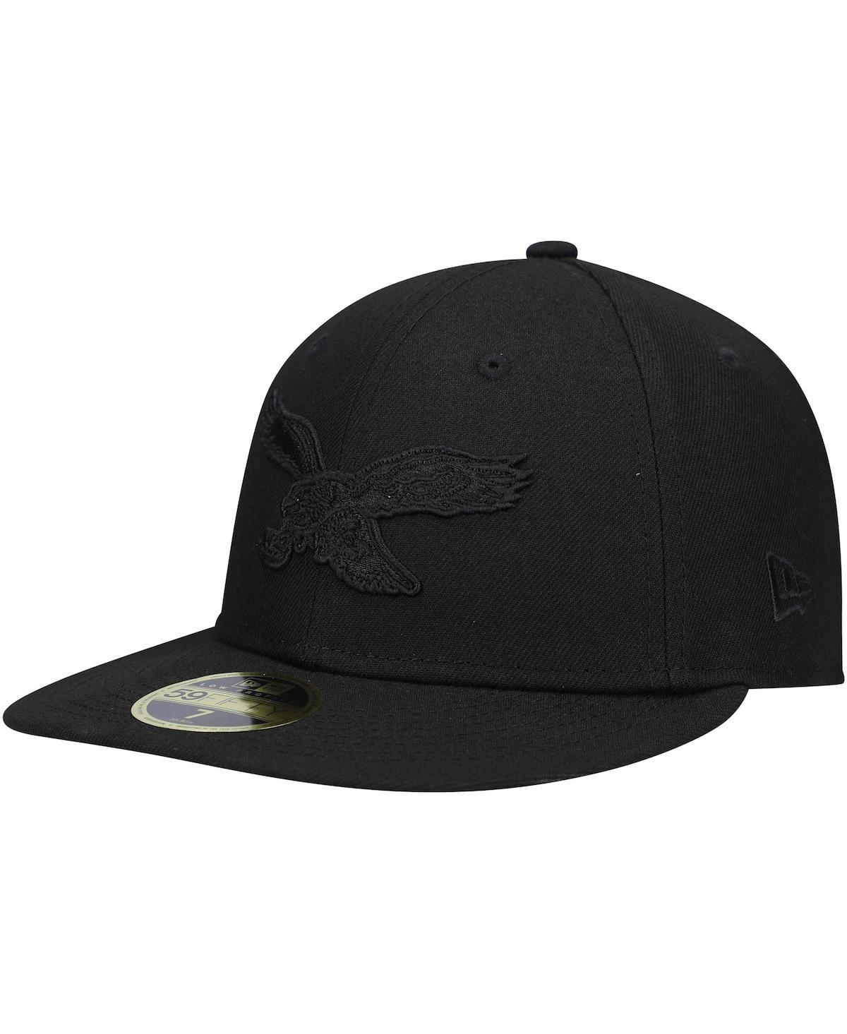 Men's New Era Black Philadelphia Eagles Historic Logo Black on Black Low Profile 59FIFTY II Fitted Hat, Size: 7 1/4 Product Image