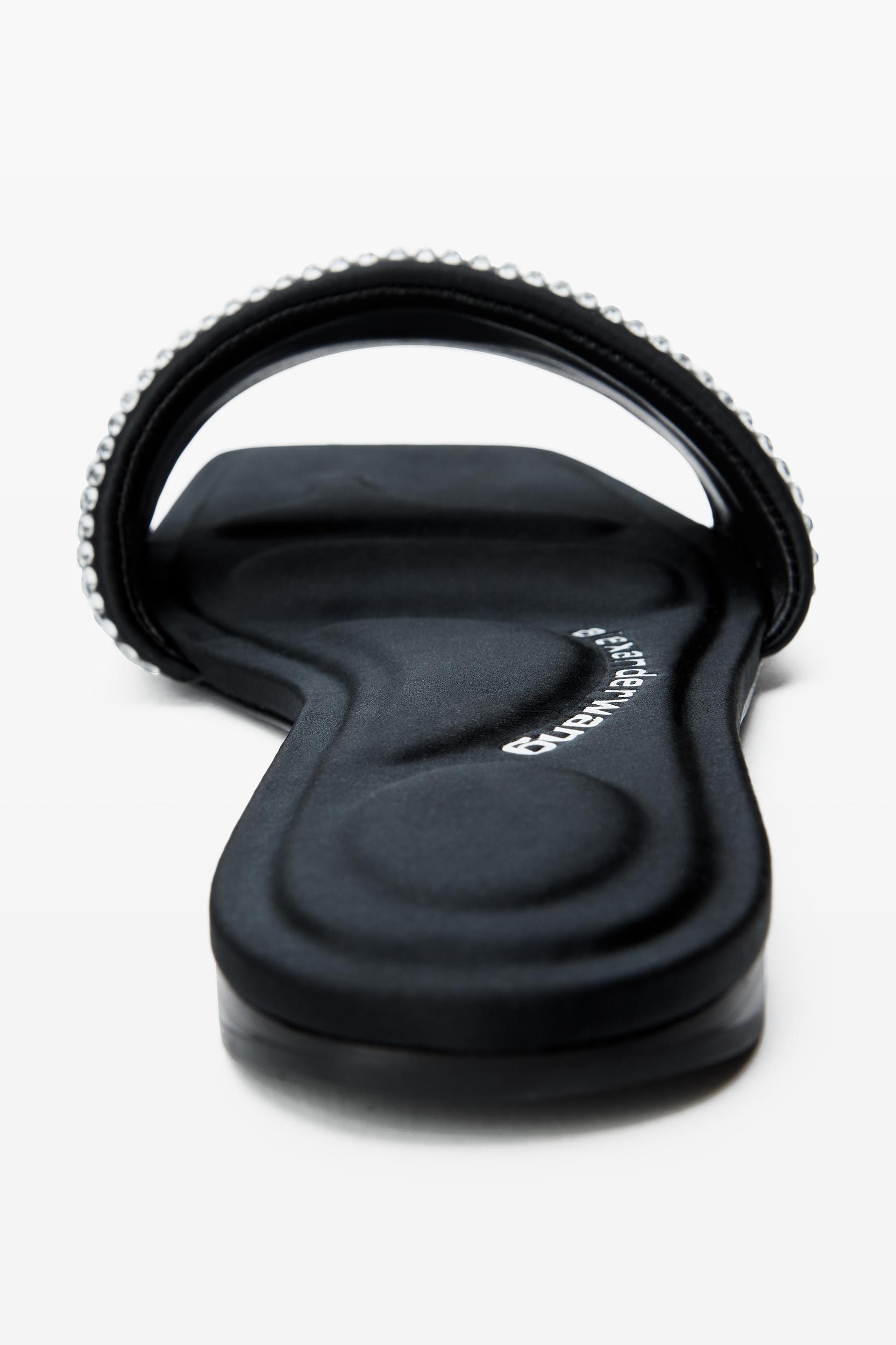 Black Satin & Crystal Hotfix Vy Sandals Product Image