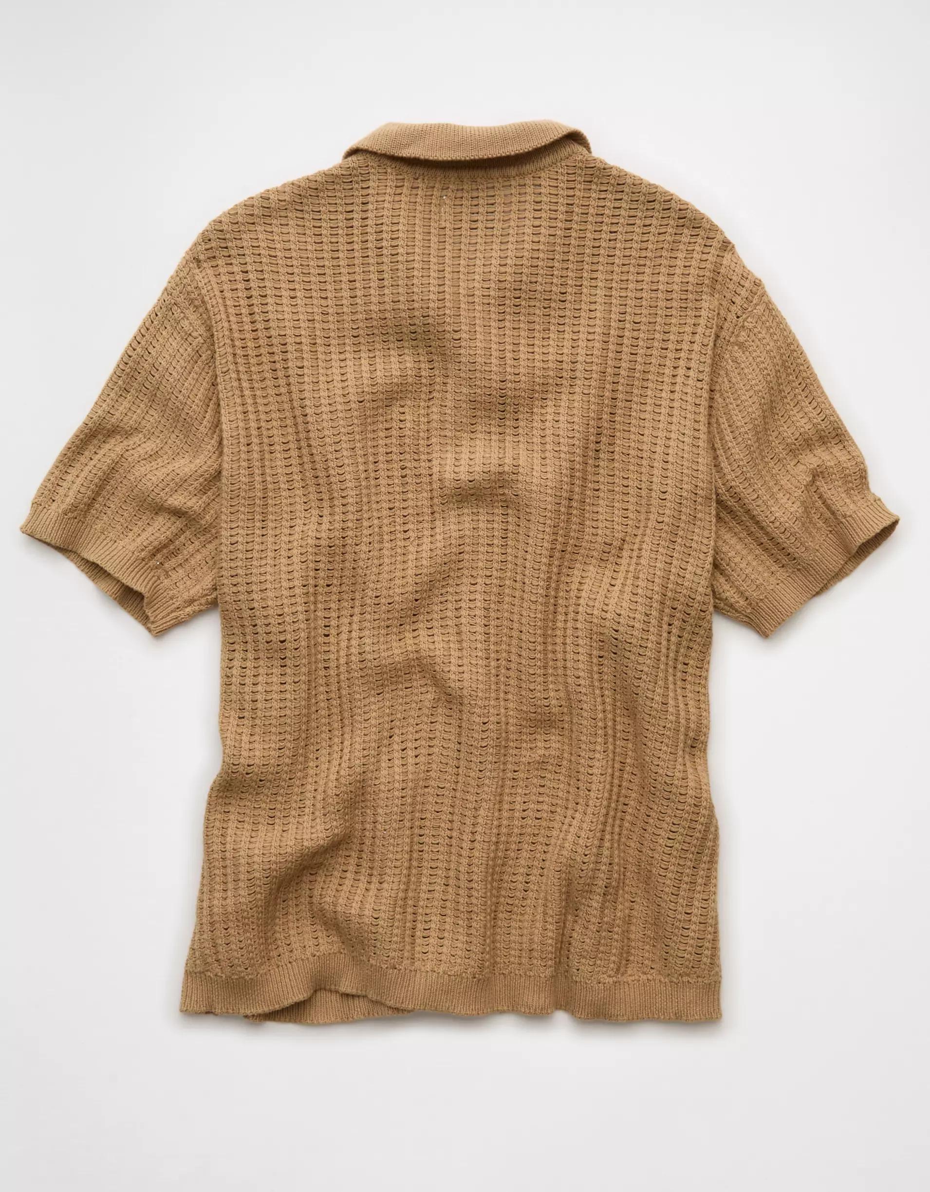 AE Weekend Button-Up Sweater Polo Shirt Product Image