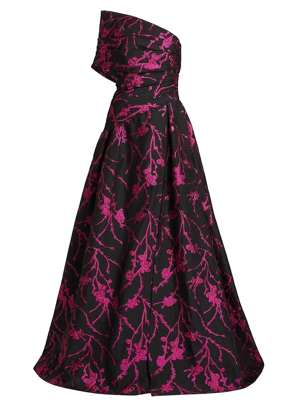 Womens Floral Fil Coup One-Shoulder Gown Product Image