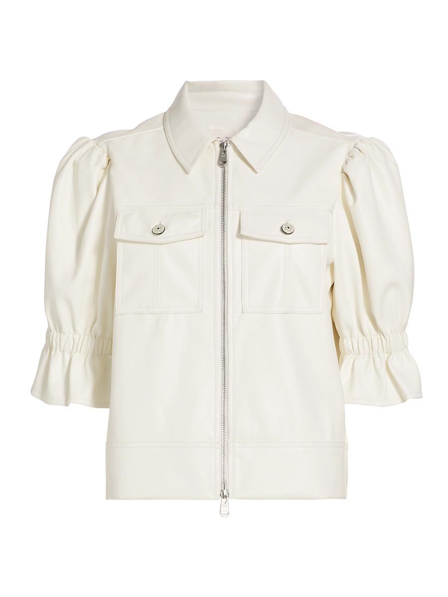 Cinq a Sept Faux Leather Puff Sleeve Jacket Product Image