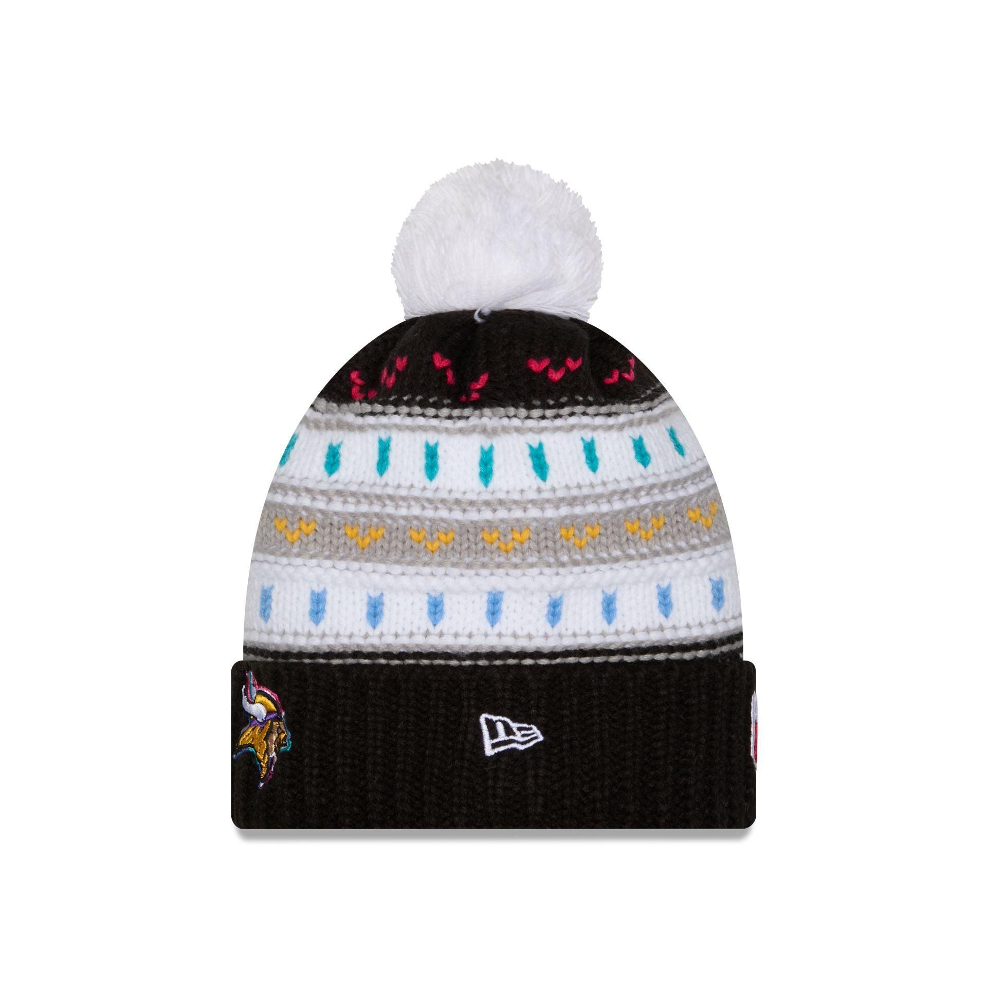 Minnesota Vikings 2025 Crucial Catch Women's Pom Knit Hat Female Product Image