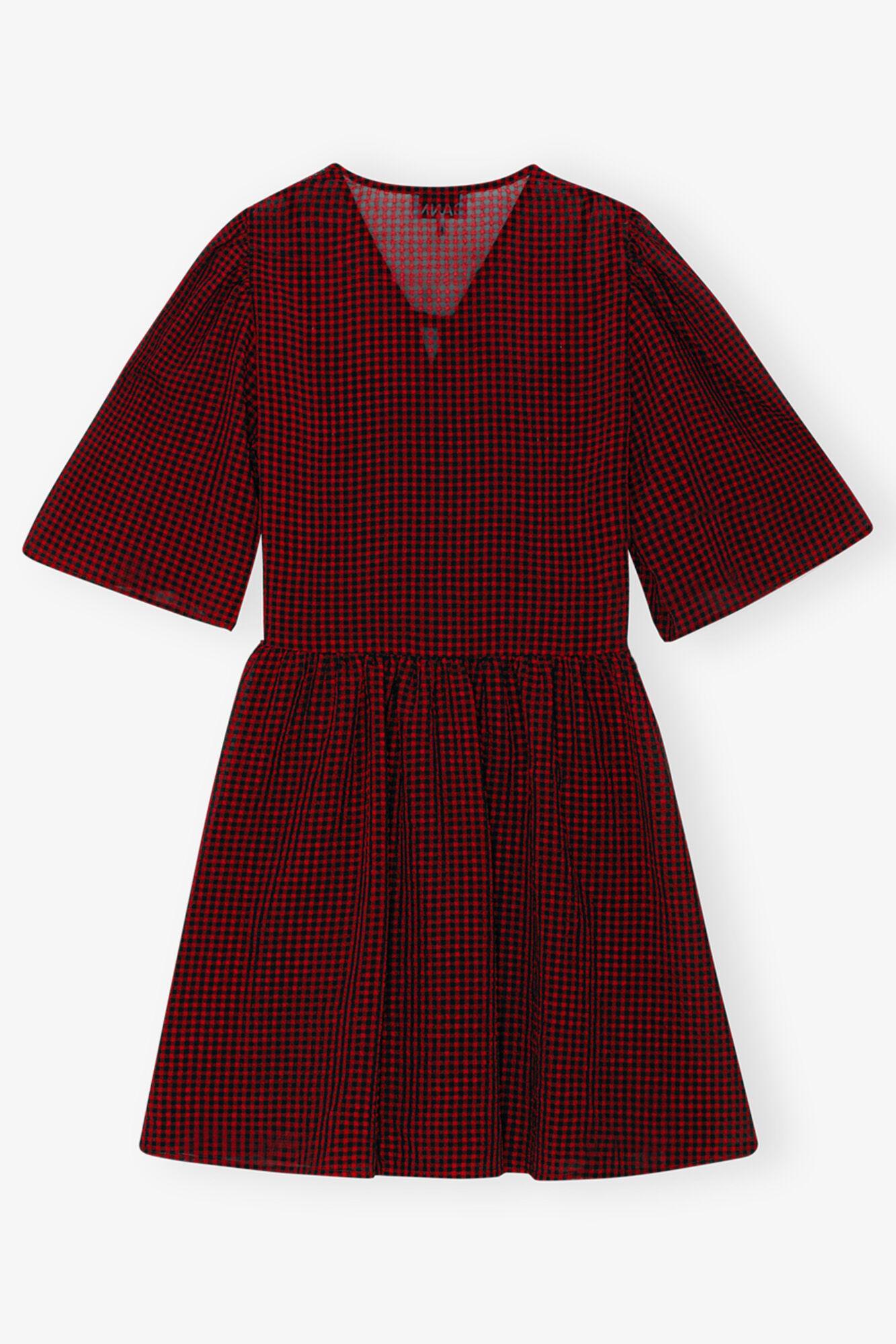 Red Sheer Tie String Wrap Dress Product Image