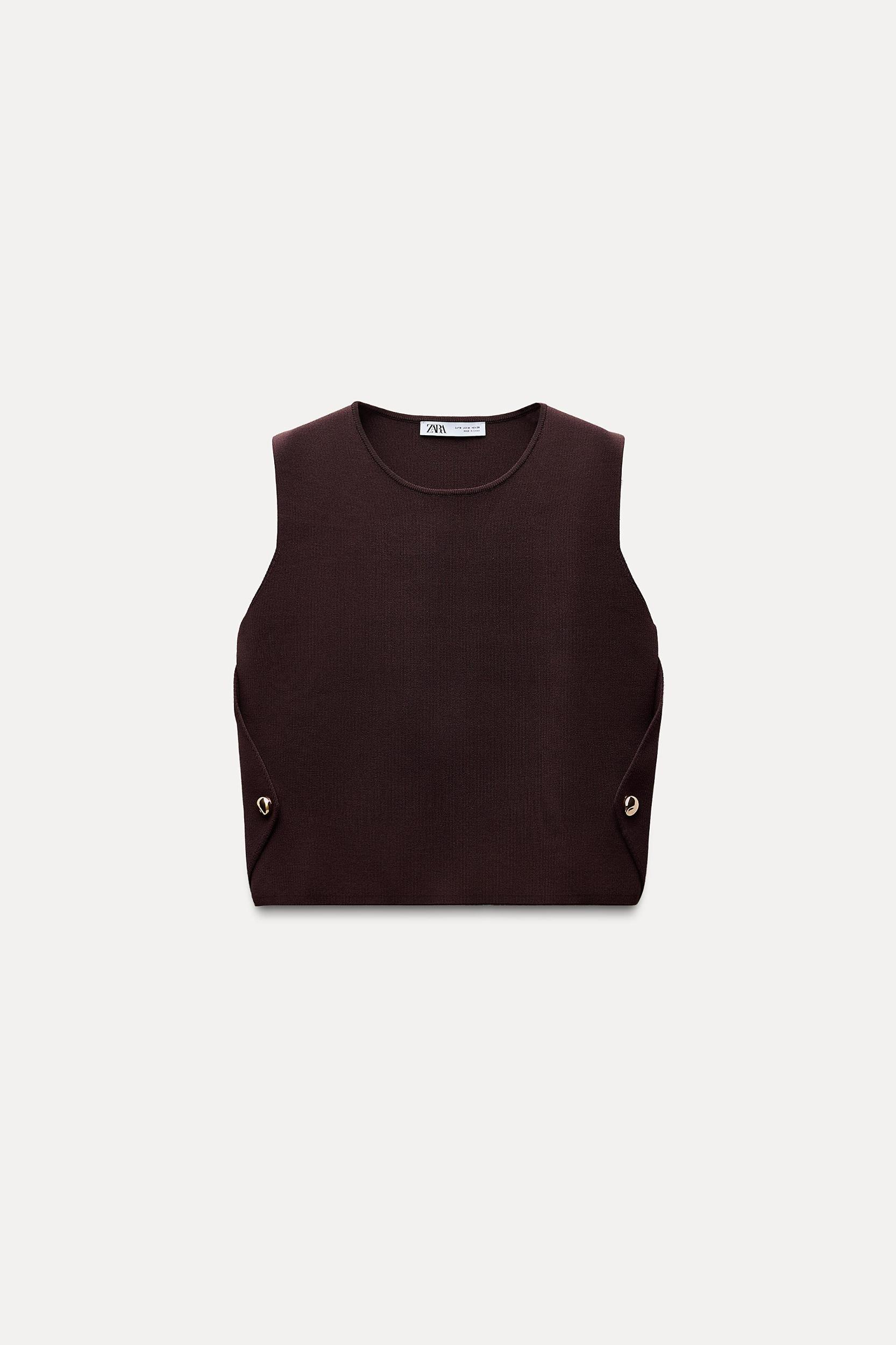 SIDE BUTTON KNIT VEST TOP Product Image