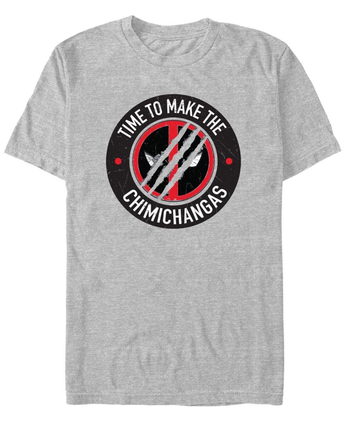 Men's Deadpool And Wolverine Chimichangas Scratch Logo Graphic Tee, Size: Medium, Athletic Grey Product Image
