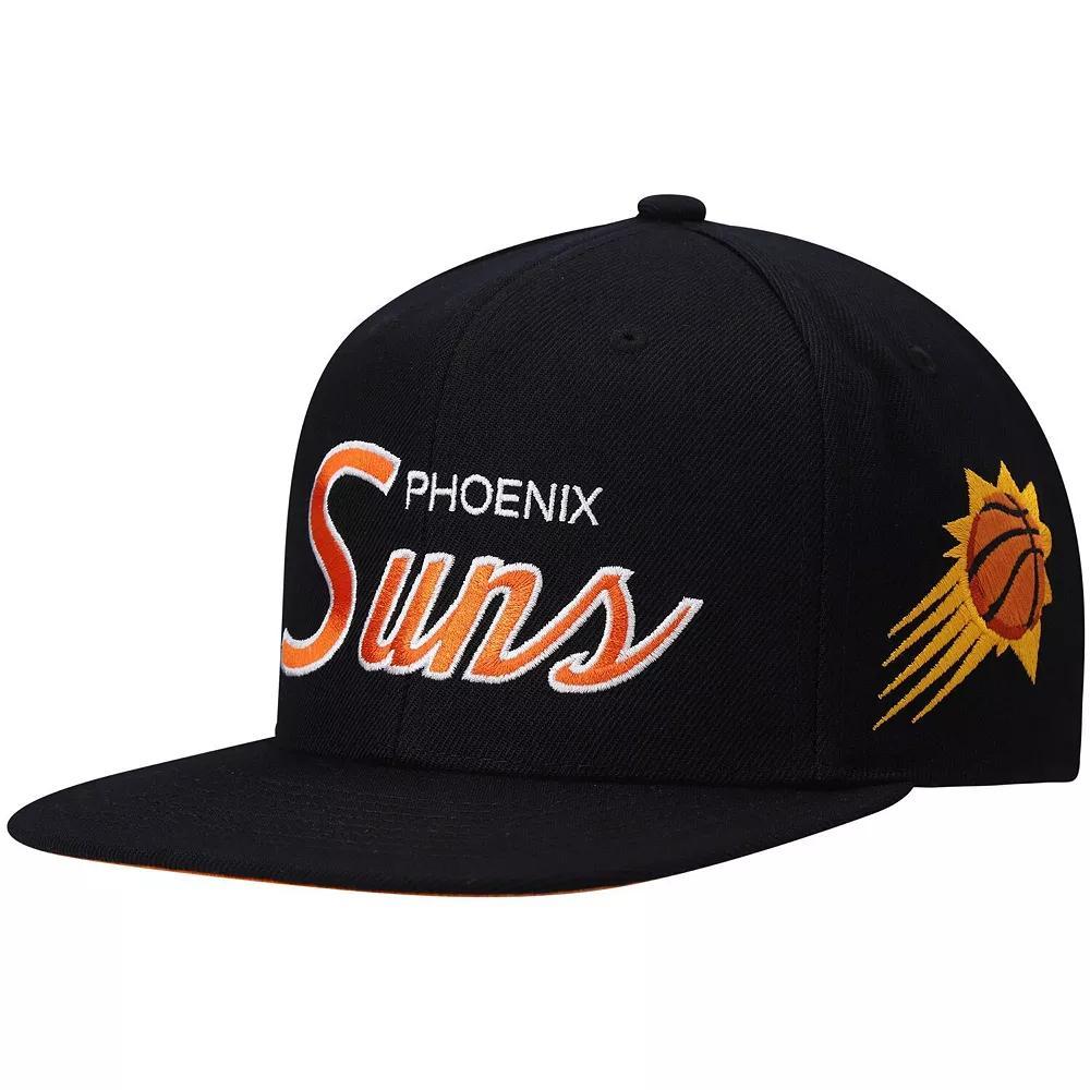 Men's Mitchell & Ness Black Phoenix Suns Hardwood Classics Script 2.0 Snapback Hat, Phx Black Product Image