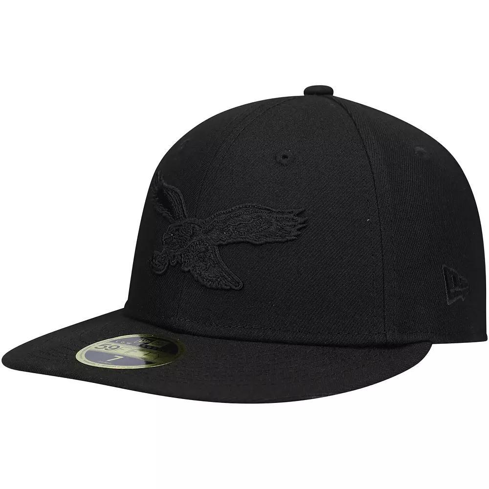 Men's New Era Black Philadelphia Eagles Historic Logo Black on Black Low Profile 59FIFTY II Fitted Hat, Size: 7 1/4 Product Image