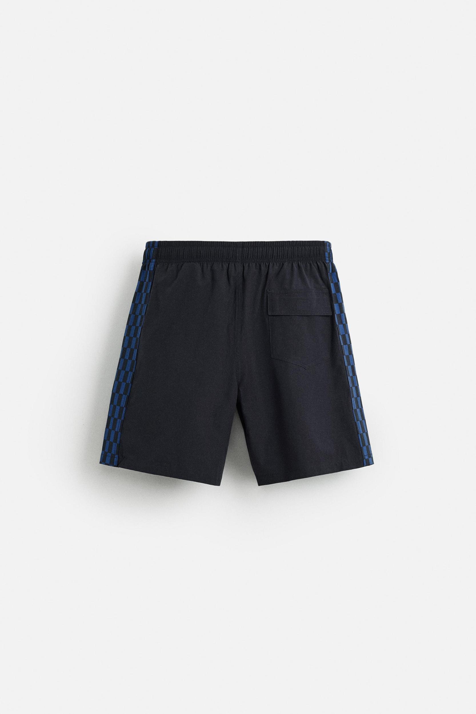 LONG CHECKERED BANDS SWIMSUIT Product Image