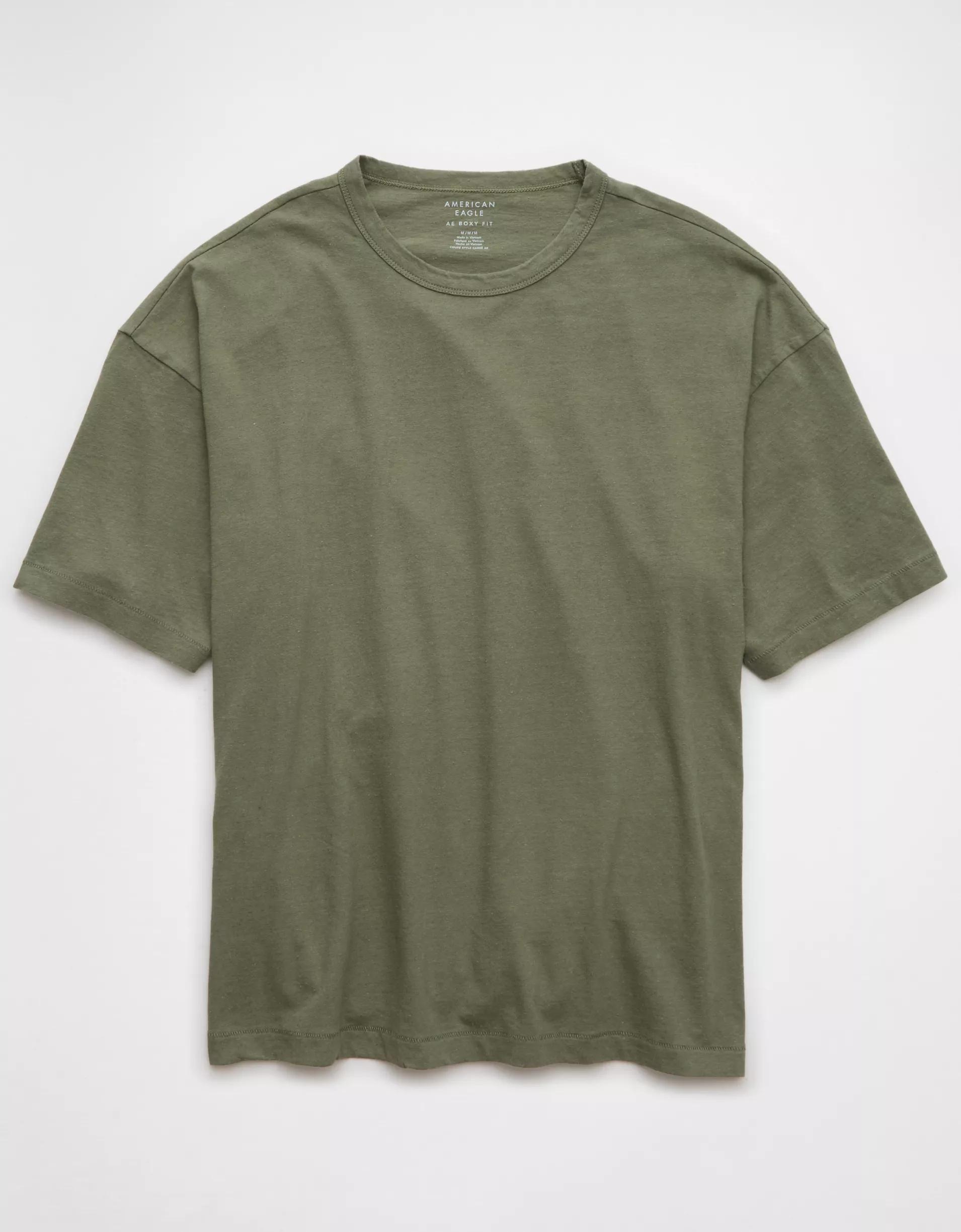 AE Boxy Linen-Blend T-Shirt Product Image