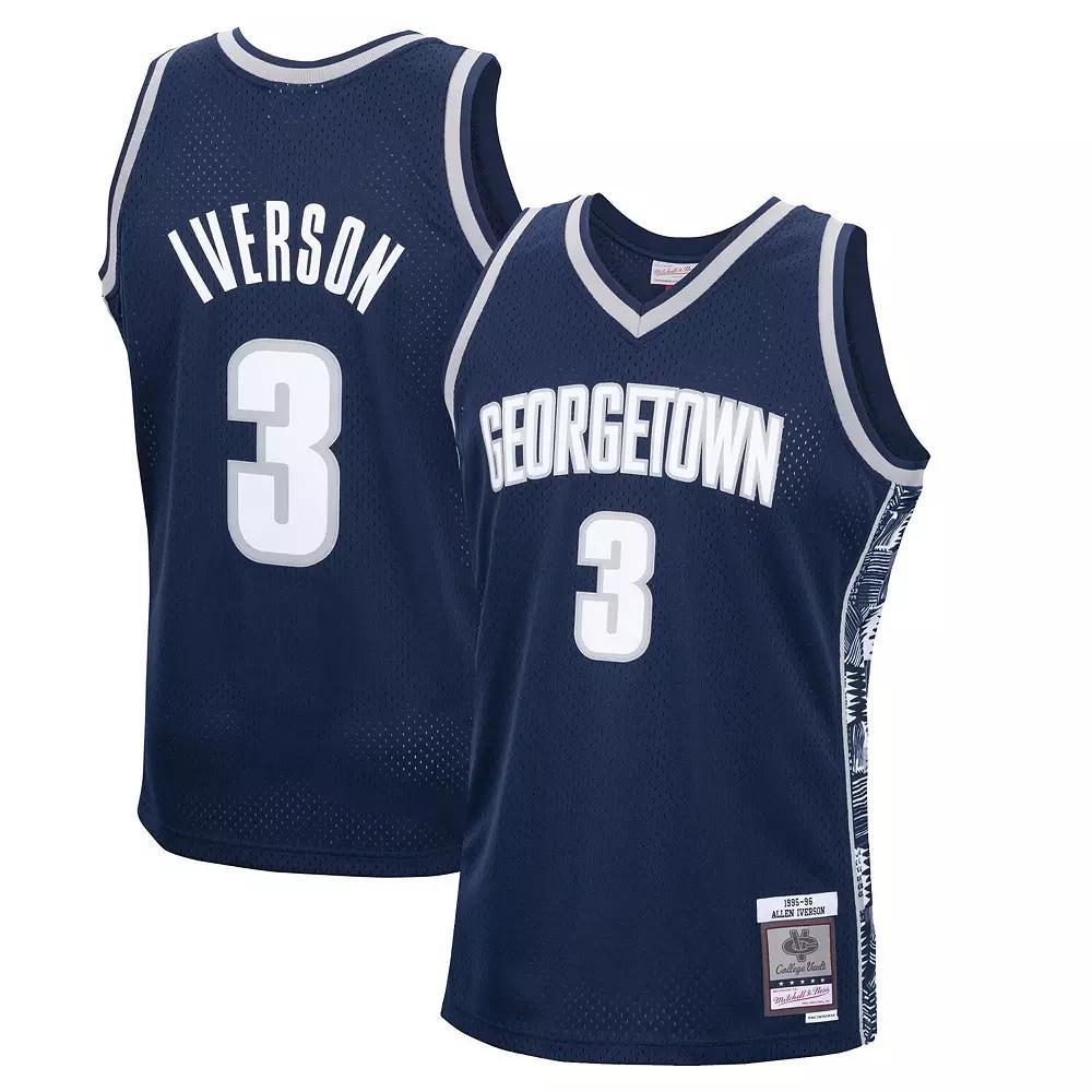 Men's Mitchell & Ness Allen Iverson Navy Georgetown Hoyas 1995-96 Swingman Replica Jersey, Size: Small, Grg Blue Product Image