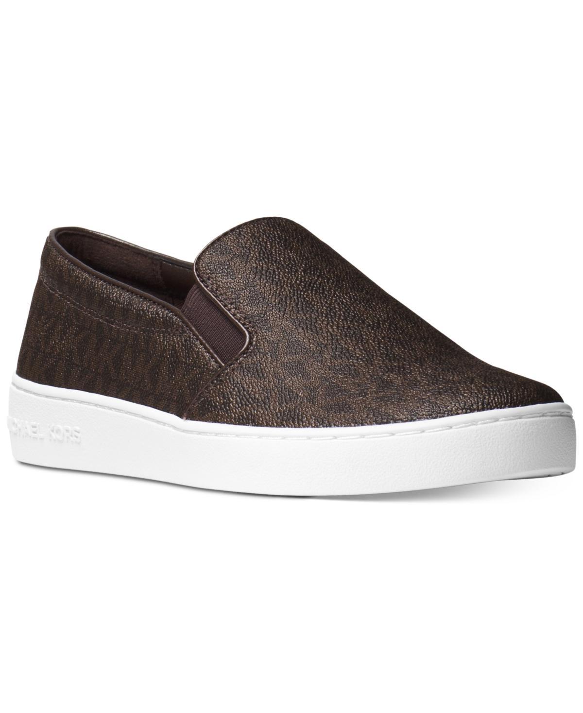 MICHAEL Michael Kors Keaton Slip-On Mini MK Logo Coated Canvas/Suprema Nappa Sport) Women's Slip on Shoes Product Image