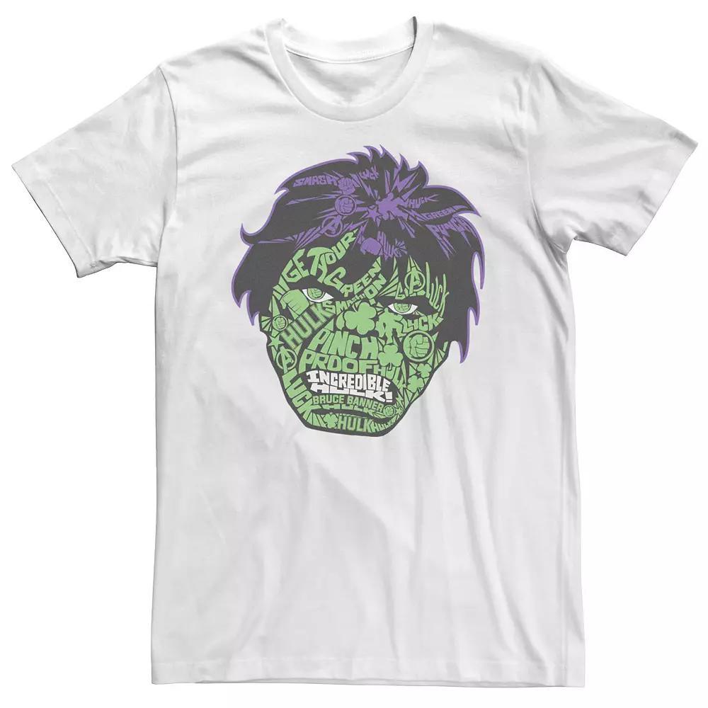 Big & Tall Marvel Hulk St. Patty's Day Head Build Up Fill Tee, Men's, Size: 4XL Tall, White Product Image