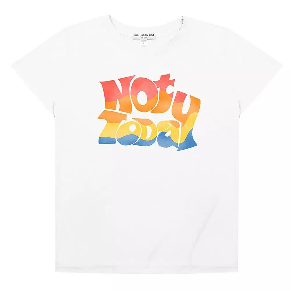 Women's Suburban Riot Not Today Rainbow Loose Fit Graphic Tee, Girl's, Size: Small, White Product Image