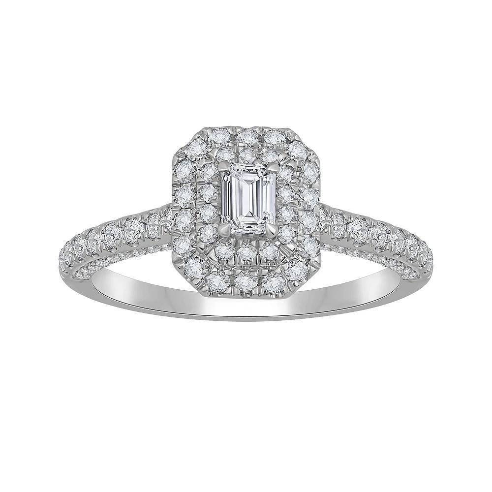 Diamond Medley 14k White Gold 1 Carat T.W. Lab-Grown Diamond Cushion Halo Ring, Women's, Size: 6, 14k Whgold Product Image