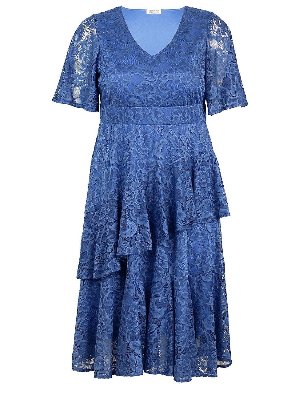 Womens Plus Size Lace Affair Tiered Cocktail Dress Product Image