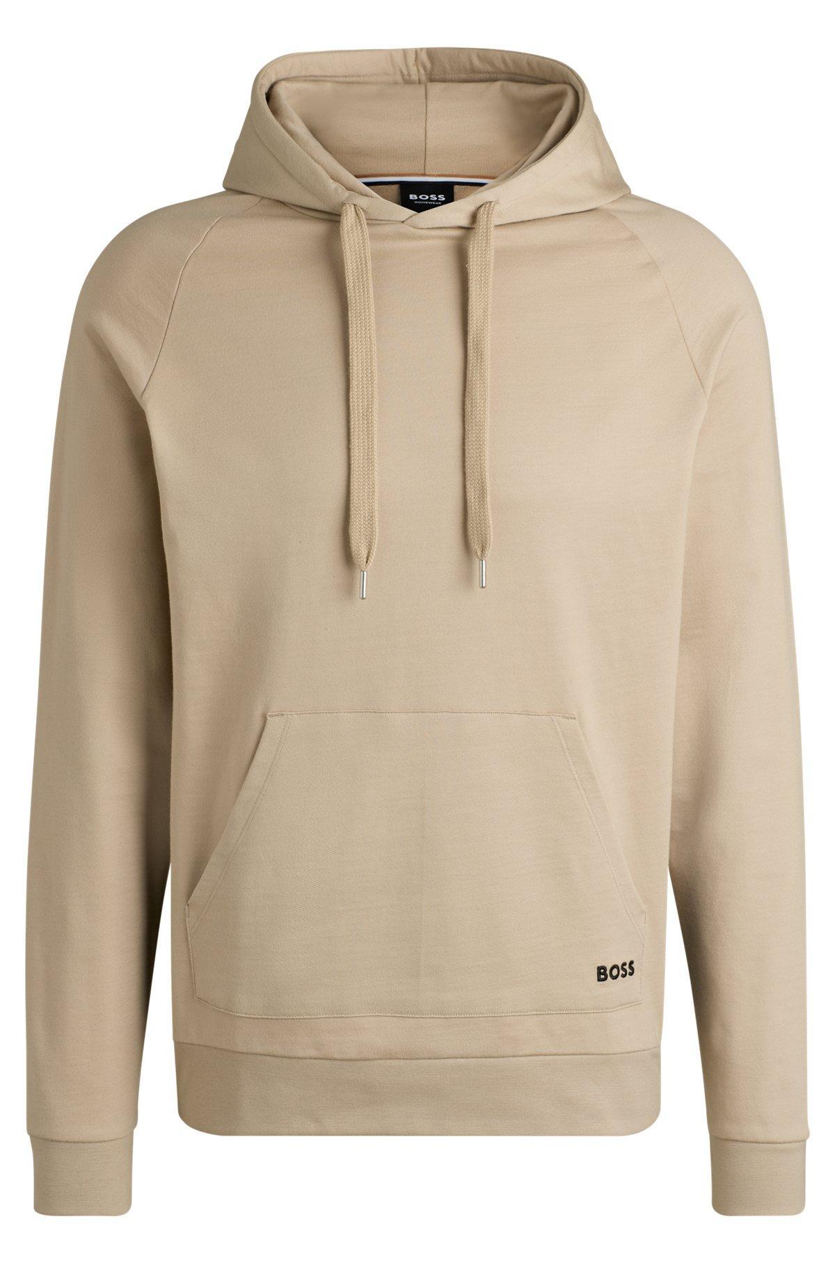 Cotton-terry hoodie with stripe panels Product Image