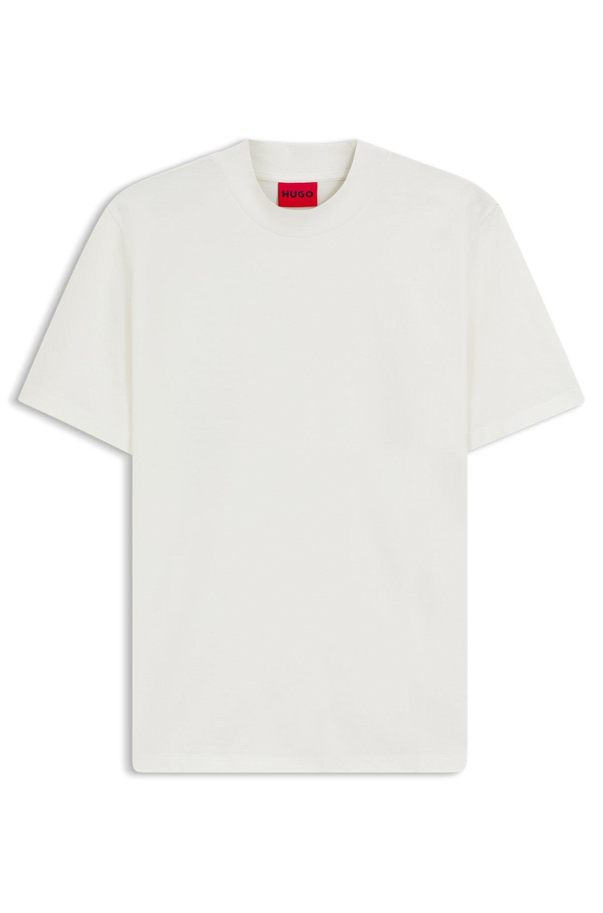 HUGO - Slim-fit T-shirt in stretch cotton with stand collar - White Product Image