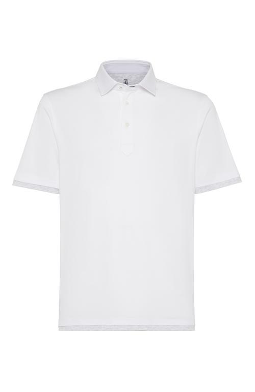 BRUNELLO CUCINELLI White Short-sleeved Polo Shirt In Blanc Product Image