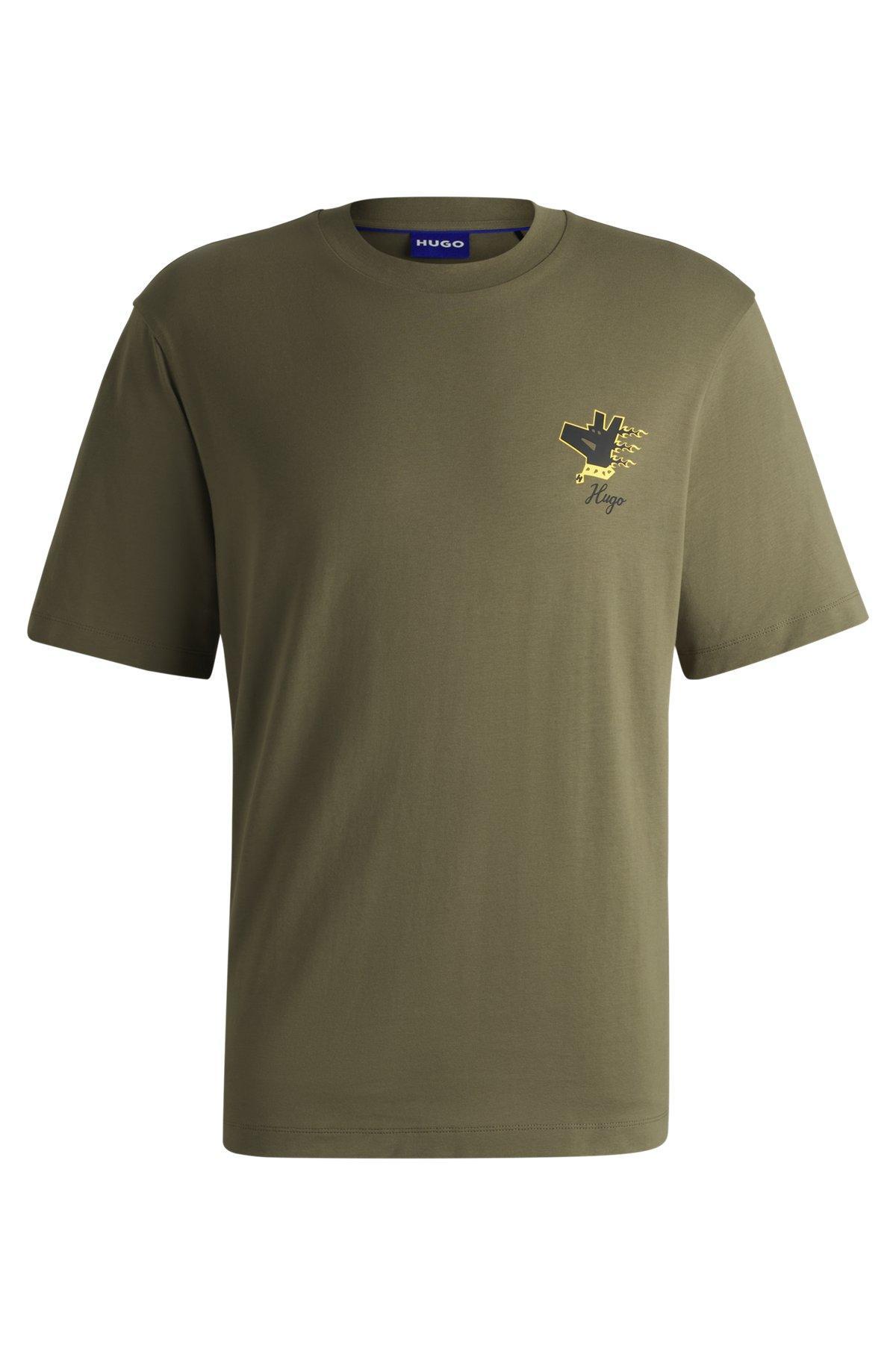 Cotton-jersey T-shirt with graphic prints Product Image