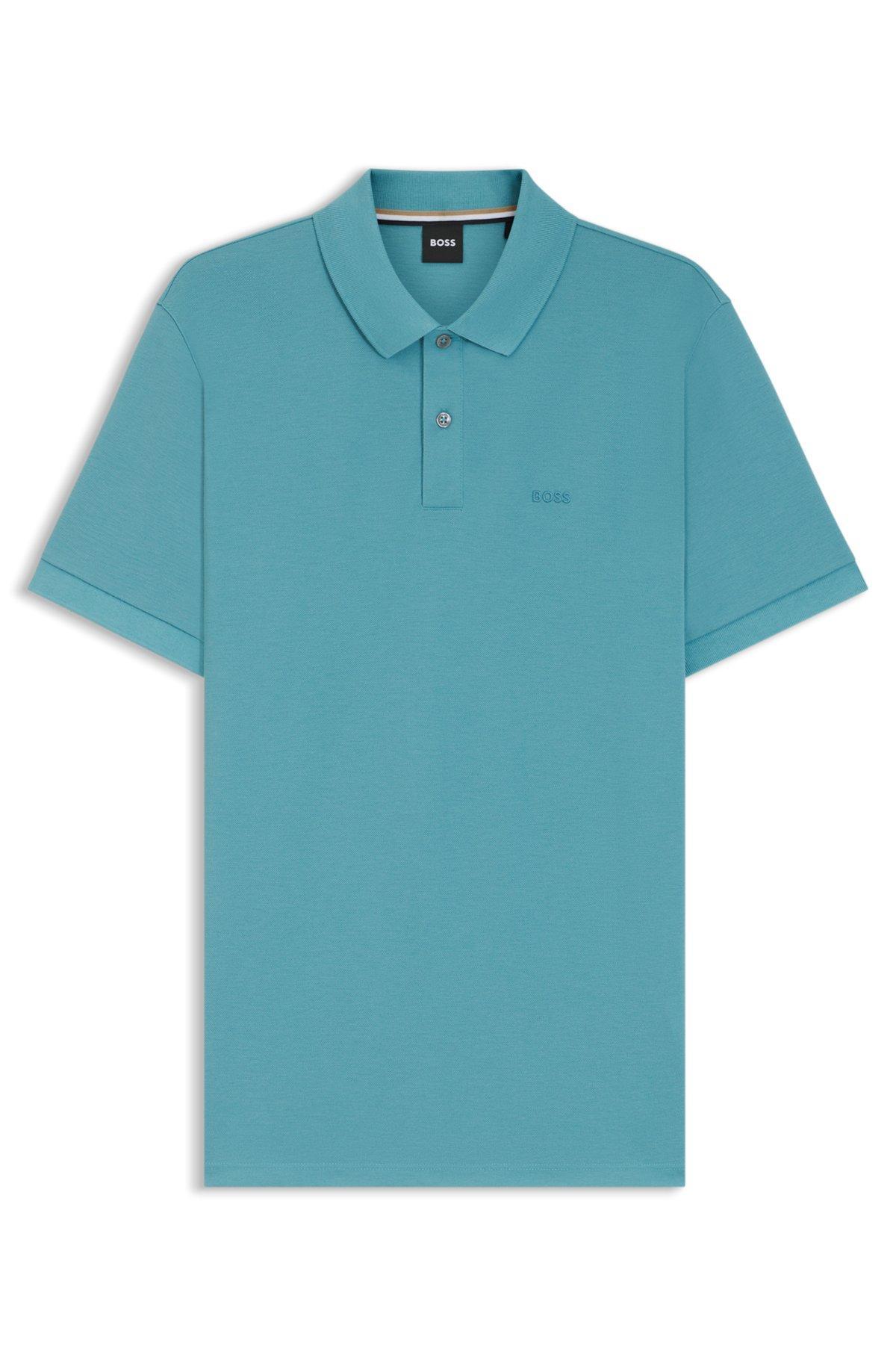 BOSS - Pallas polo shirt in cotton piqué with logo details - Light Blue Product Image