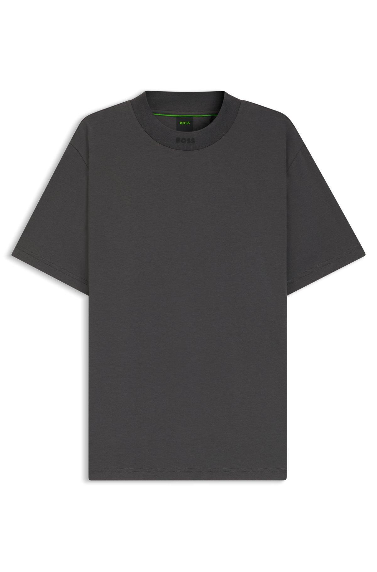BOSS - Relaxed-fit shirt in stretch cotton with camp collar - Dark Grey Product Image