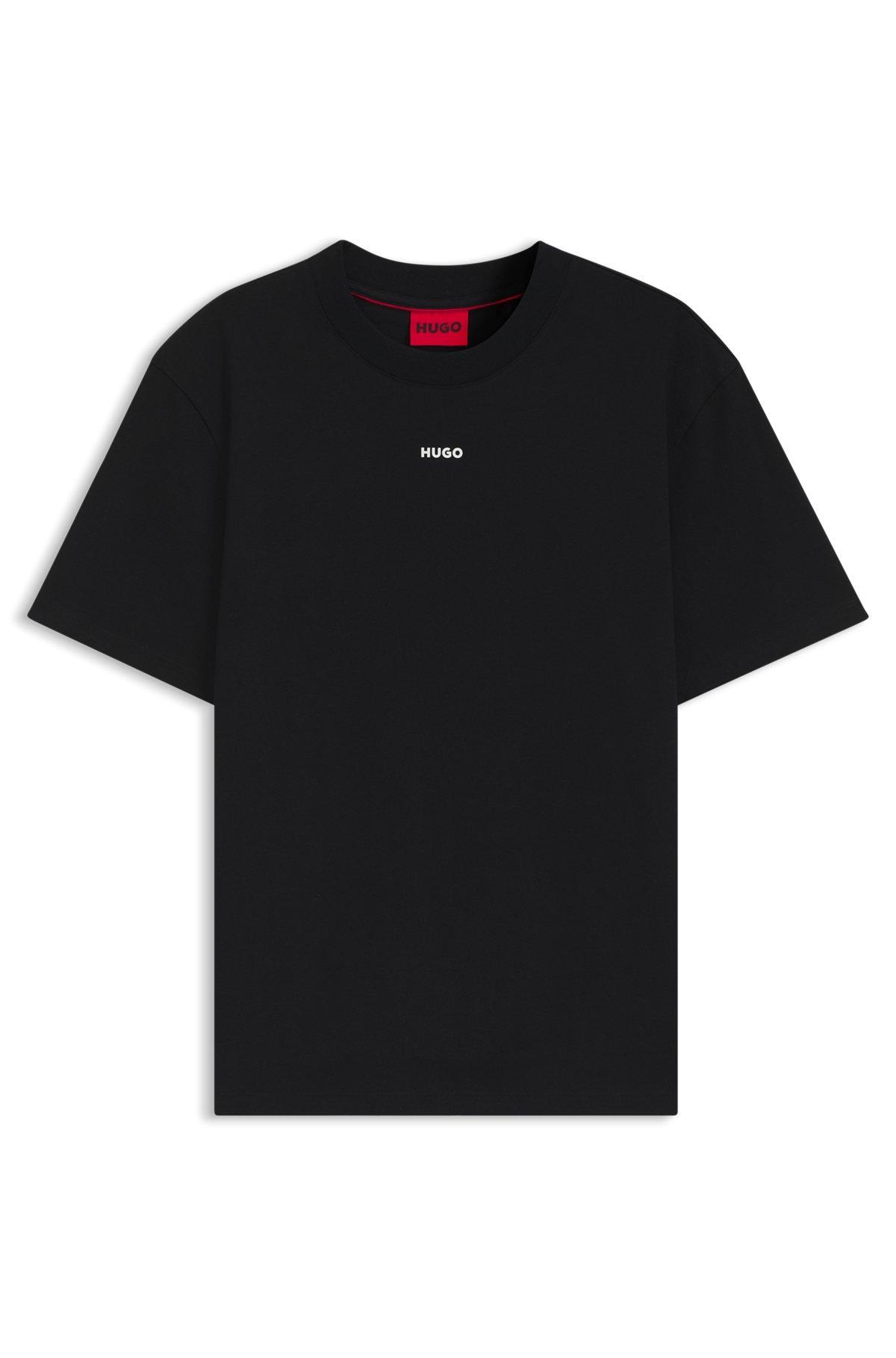 HUGO - Relaxed-fit T-shirt in cotton with logo print - Black Product Image