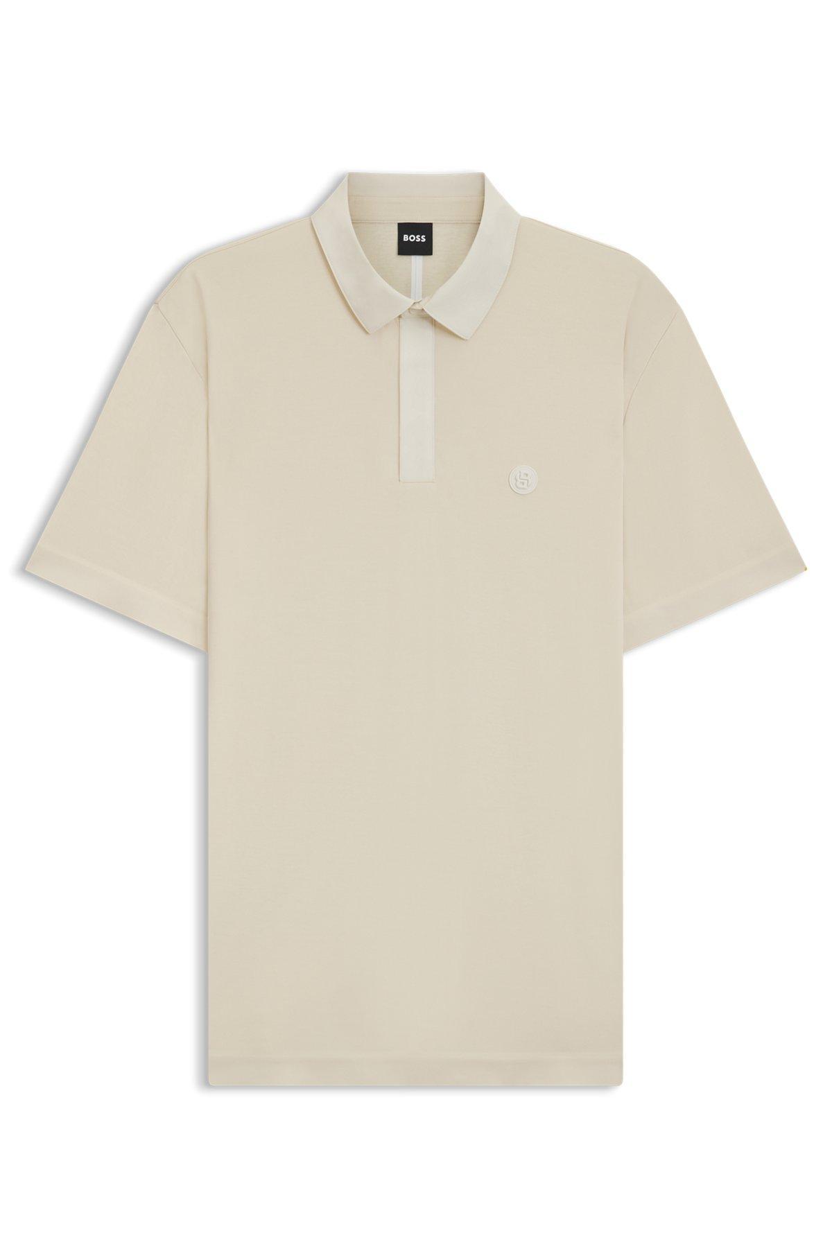 BOSS - Performance polo shirt with Double B monogram trim - White Product Image
