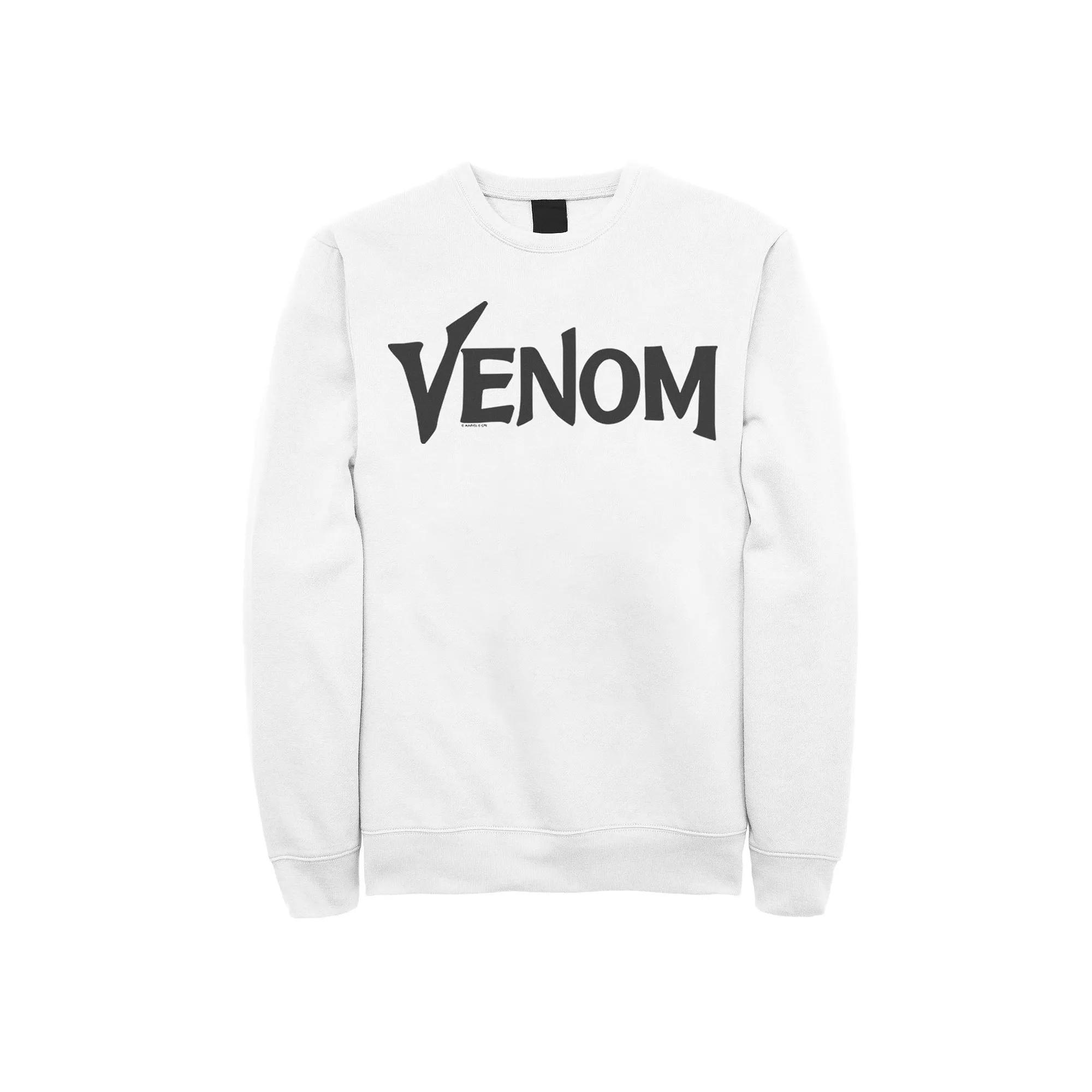 Men's Marvel Venom Logo Black Simple Title Graphic Fleece Pullover, Size: 3XL, White Product Image
