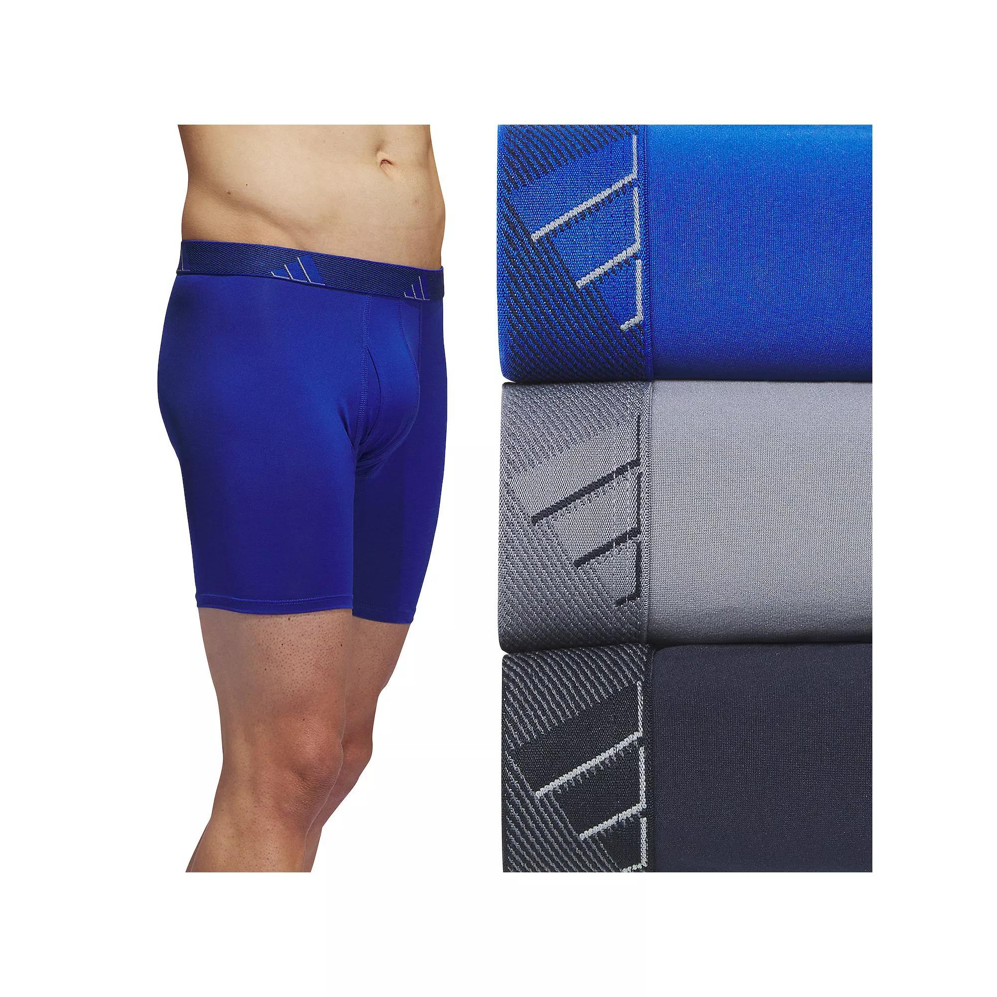 Men's adidas 3-pack Microfiber Boxer Briefs, Size: Large, Multi Royal Blue Gray Product Image