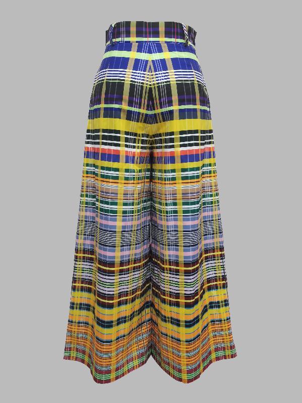 Stylish Selection Wide Leg Loose Checkerboard Printed Casual Pants Bottoms Product Image