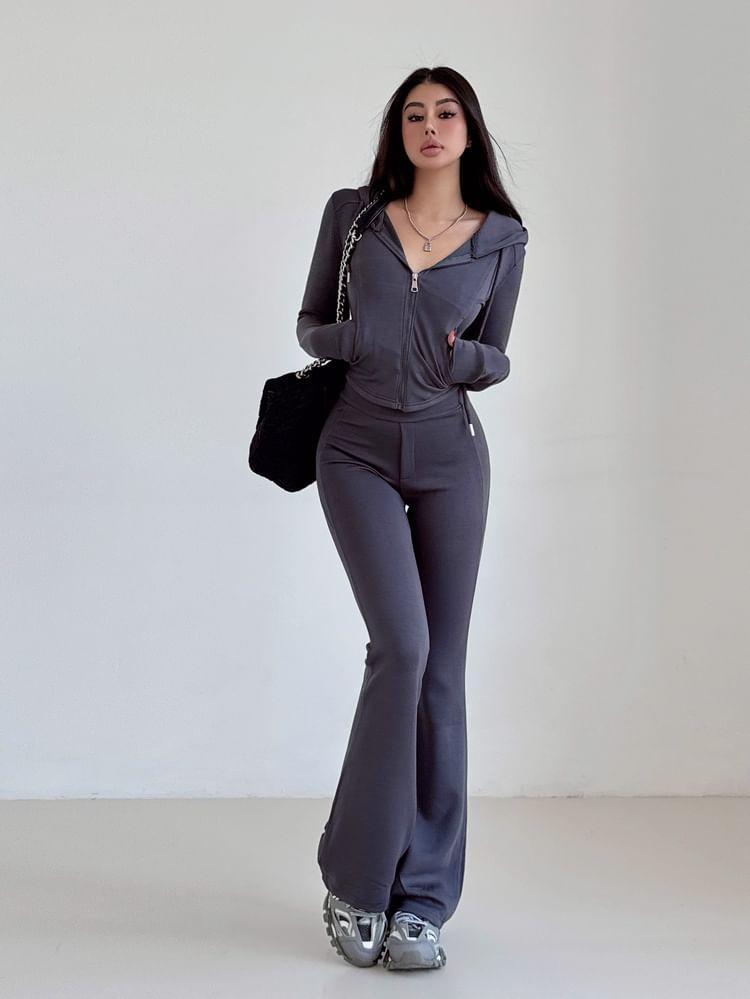 High Waist Plain Flared Sweatpants Product Image