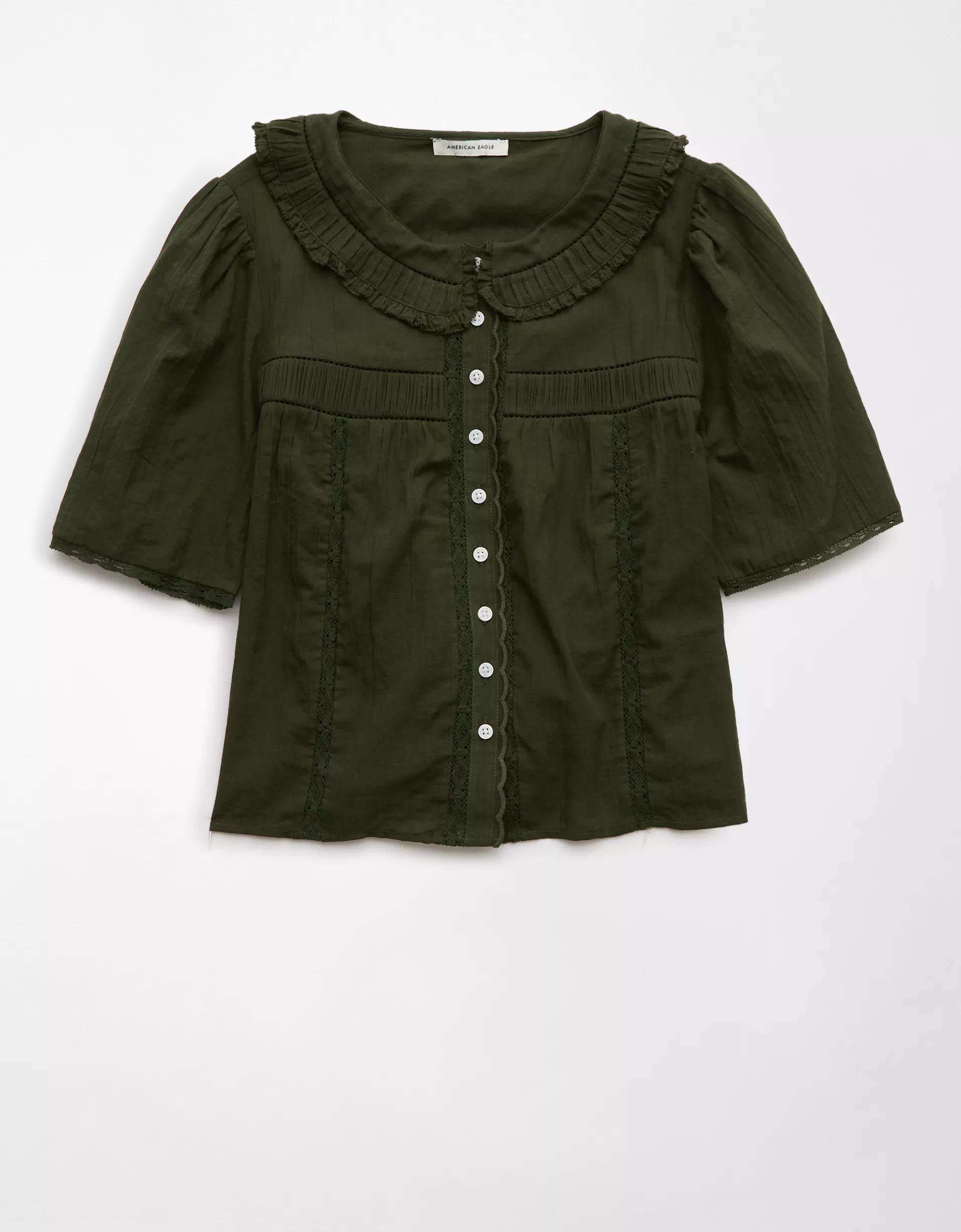 AE Collared Pintuck Blouse Product Image