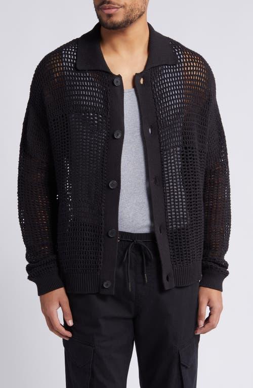 Mens Tonal Crochet Cardigan Product Image