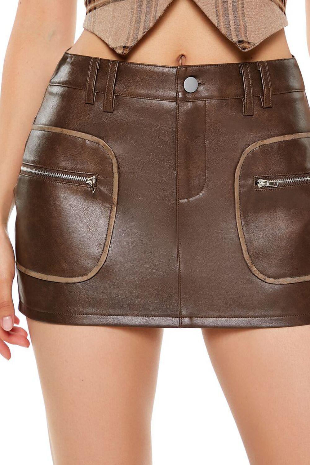 Faux Leather Zip-Pocket Mini Skirt | Forever 21 Product Image