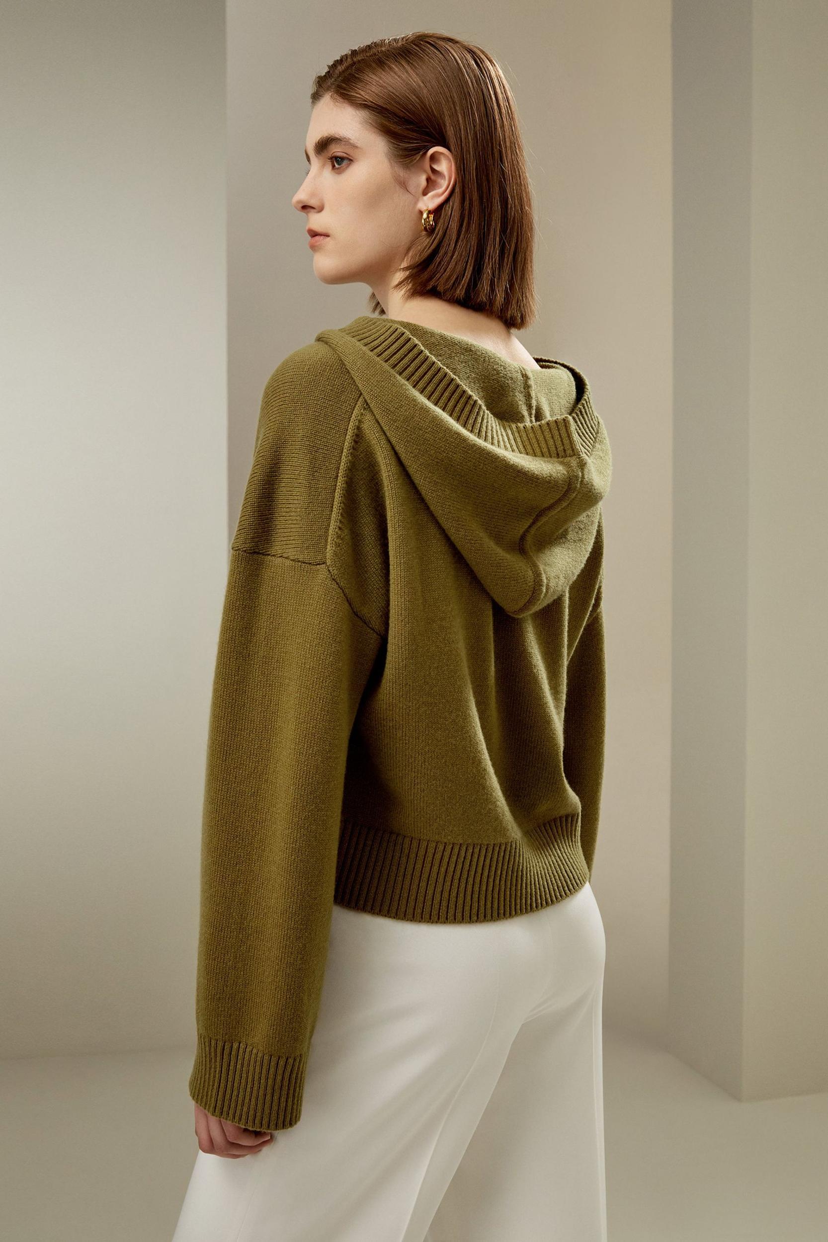 Cropped Wool-Cashmere Blend Hoodie Product Image