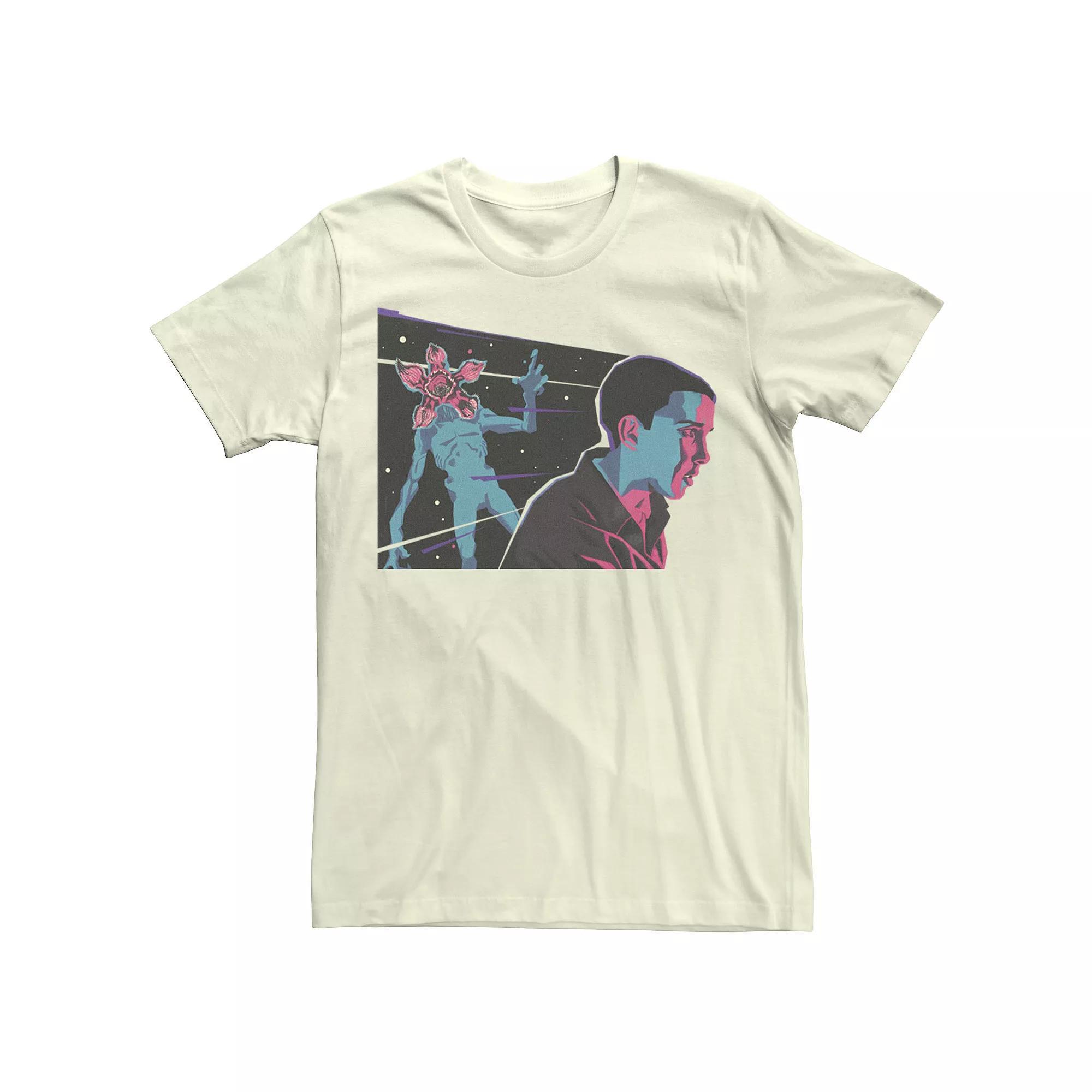 Men's Stranger Things Day Eleven & Demogorgon Neon Tee, Size: Large, Natural Product Image
