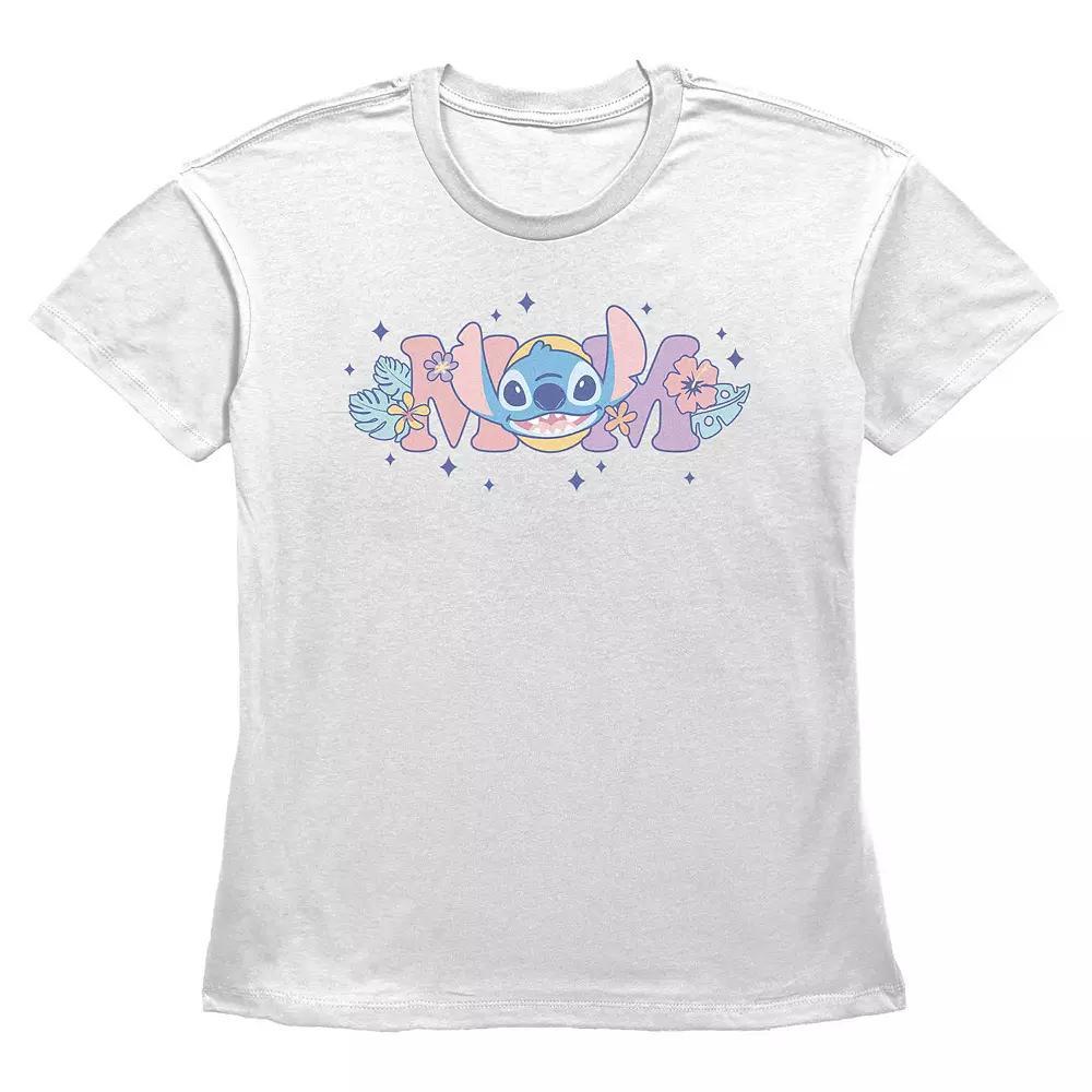 Disney's Lilo & Stitch Mom Floral Sign Women's Graphic Tee, Size: XXL, White Product Image