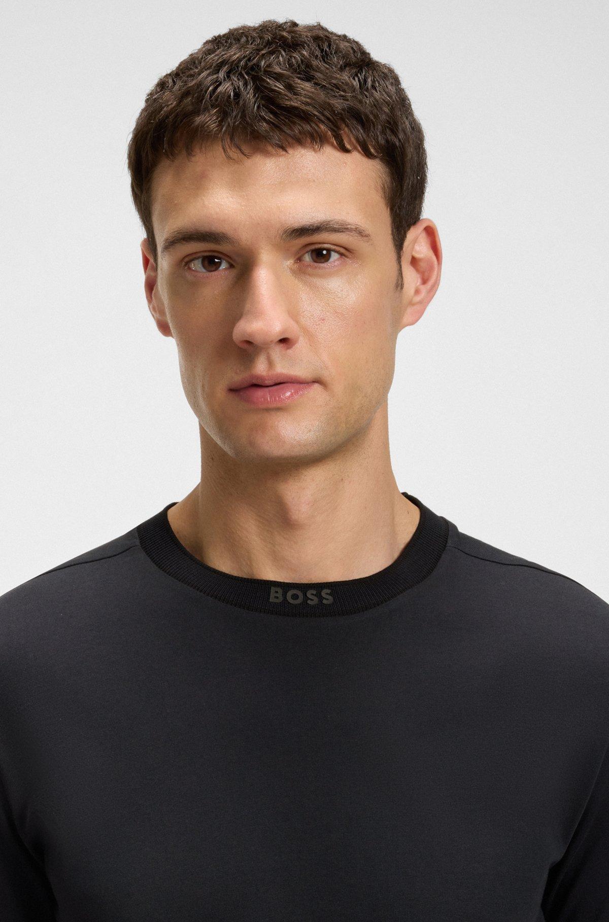 BOSS - Active quick-dry polo shirt with check artwork - Pink Product Image