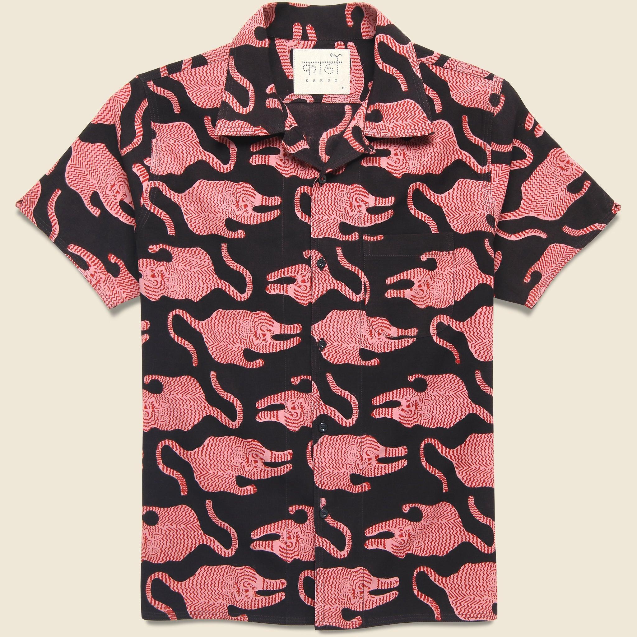 Tiger Block Print Shirt - Black Product Image