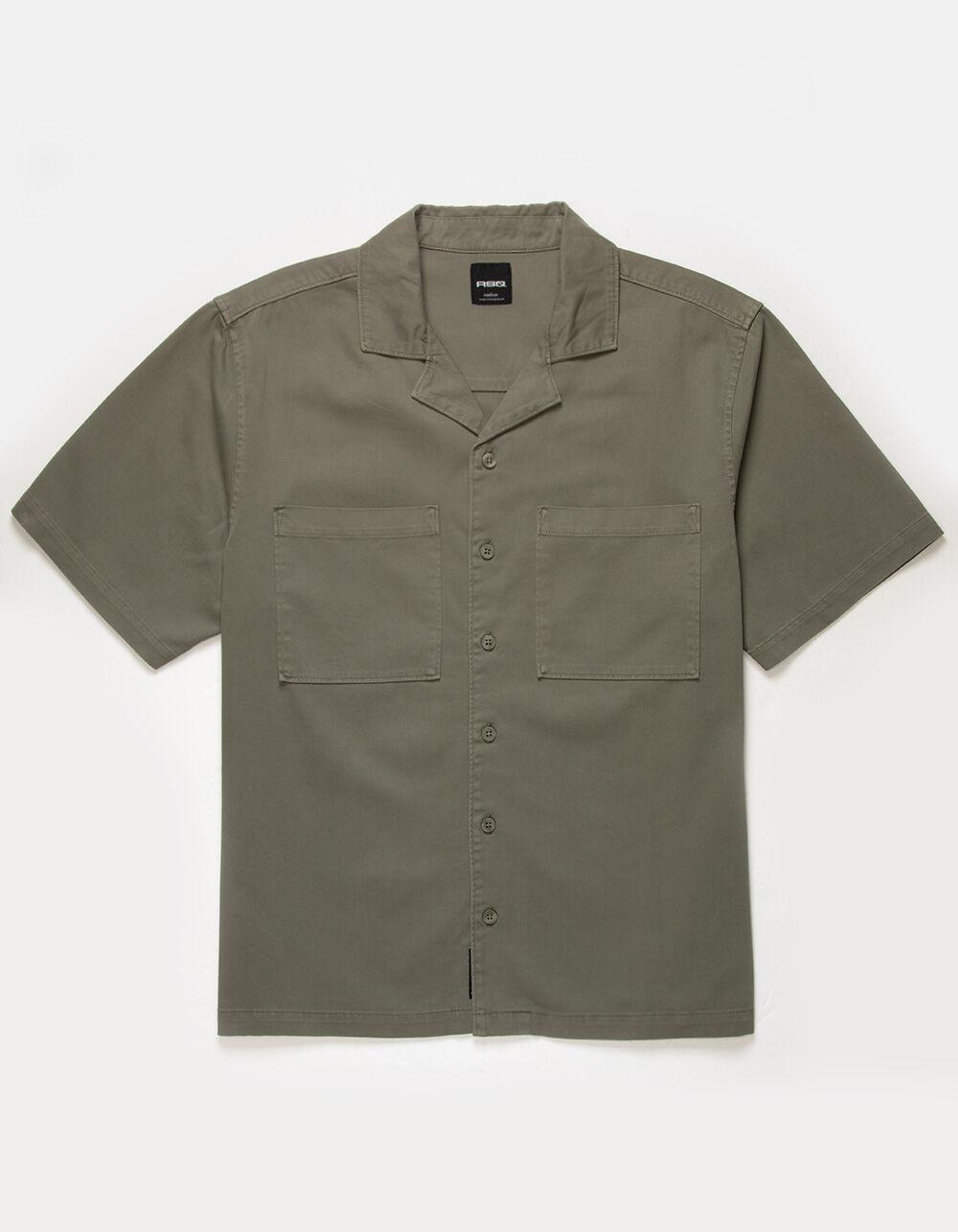 RSQ Mens Washed Twill Camp Shirt - OLIVE Product Image