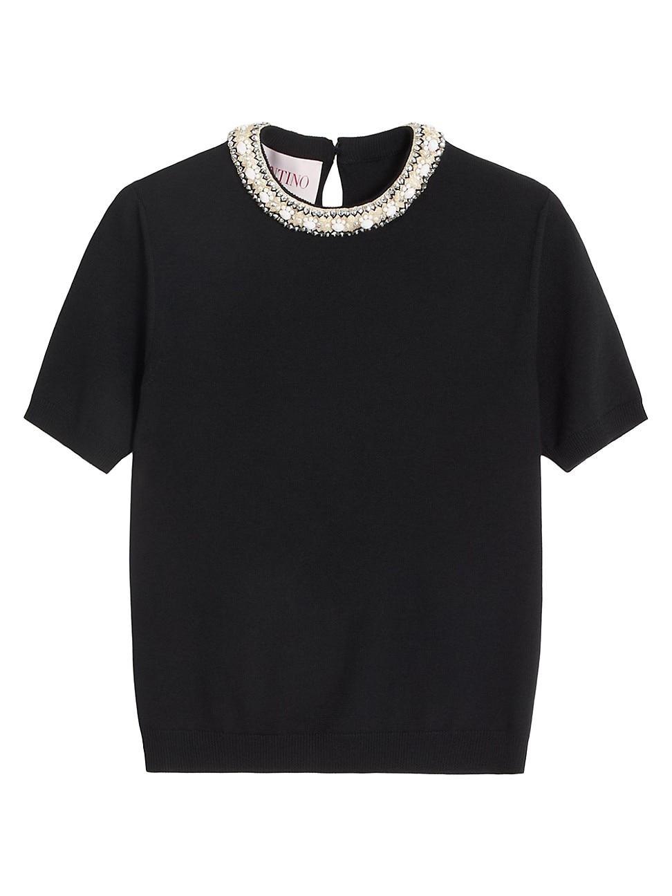 Womens Embroidered Wool Sweater Product Image