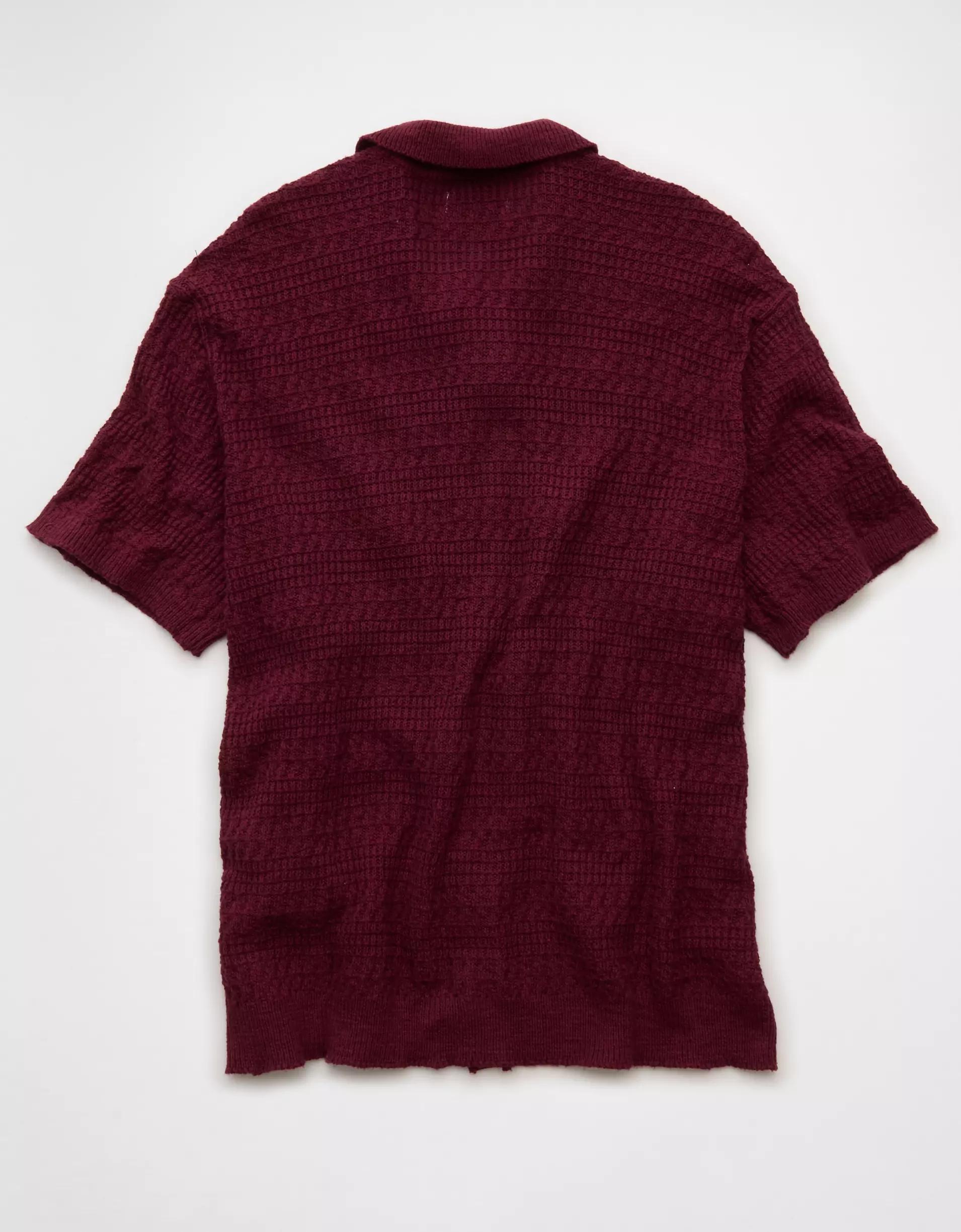 AE Weekend Button-Up Sweater Polo Shirt Product Image
