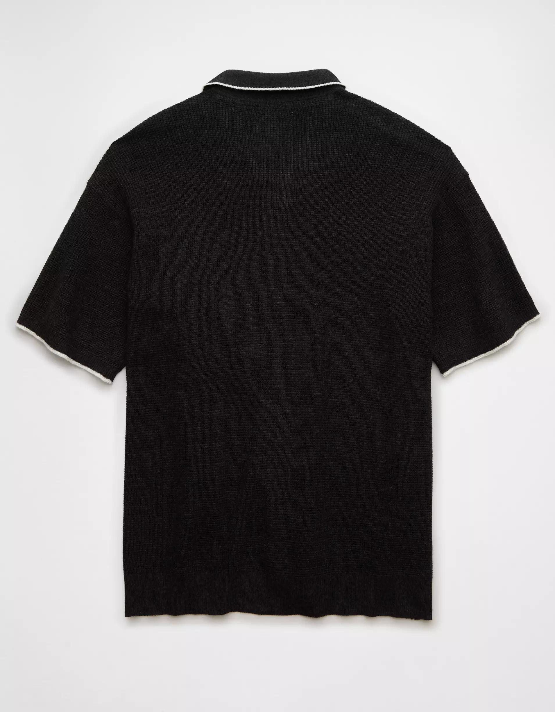 AE Weekend Waffle Button-Up Sweater Polo Shirt Product Image