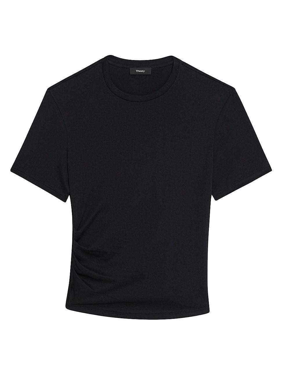 Womens Side Drape Cotton T-Shirt Product Image